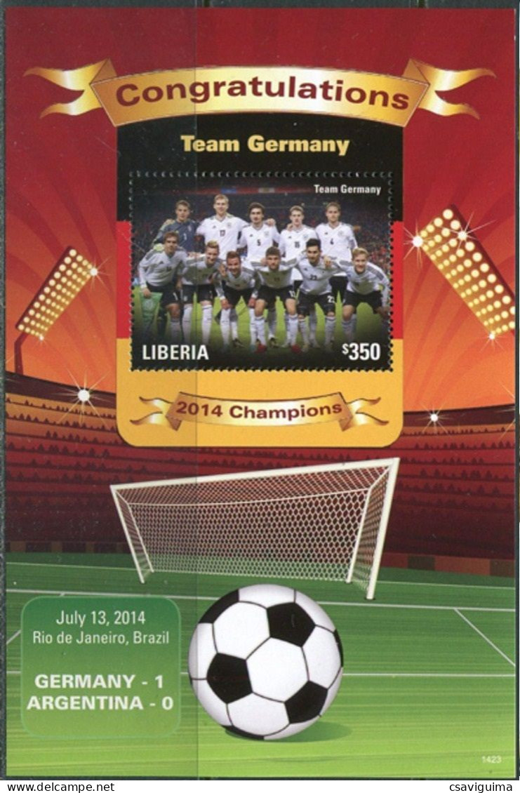 Liberia - 2014 - World Cup Brazil: Congratulations Germany - Yv Bf 667 - 2014 – Brazilië