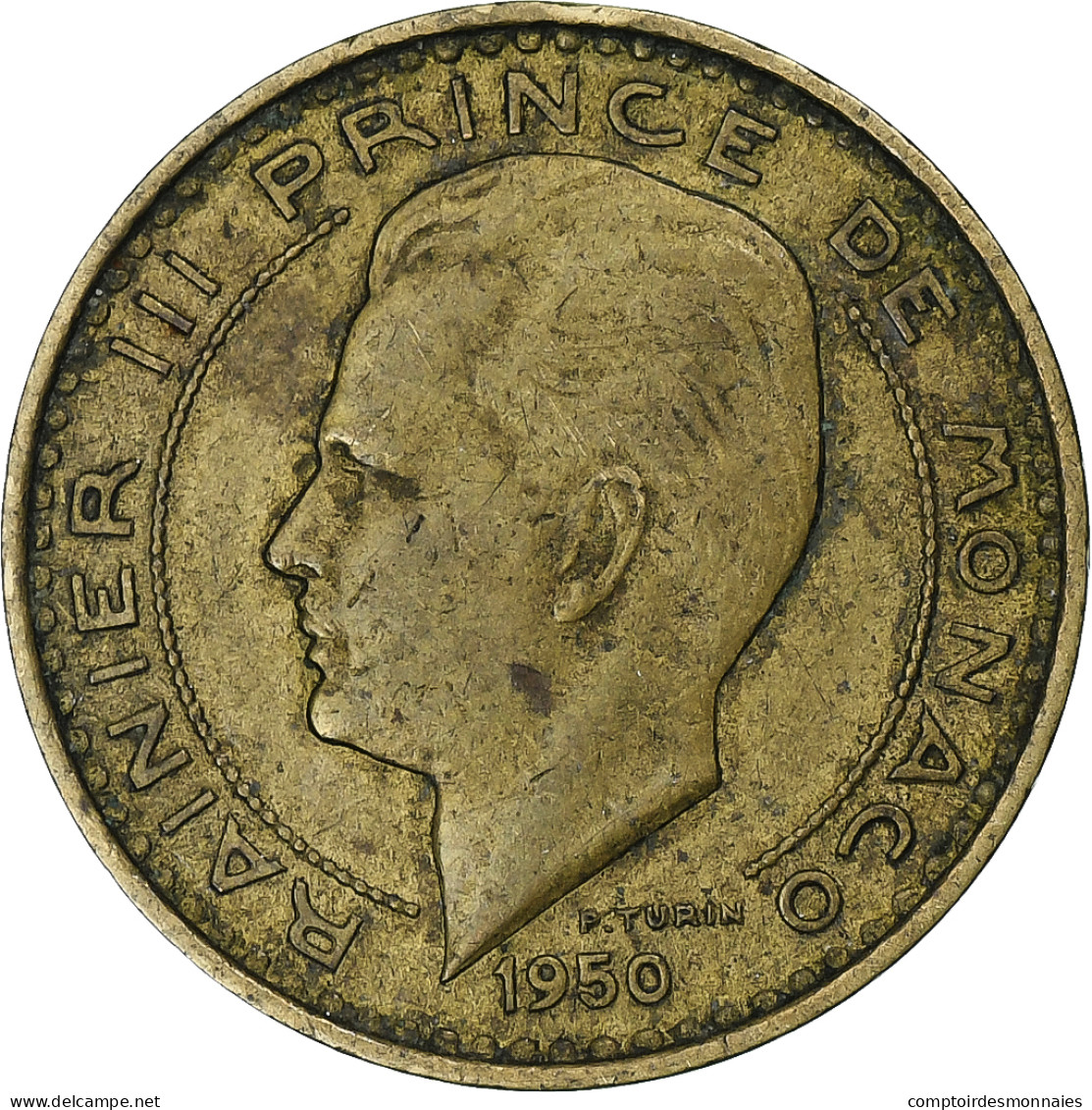 Monaco, Rainier III, 10 Francs, 1950, Paris, Cupro-Aluminium, TTB - 1922-1949 Louis II