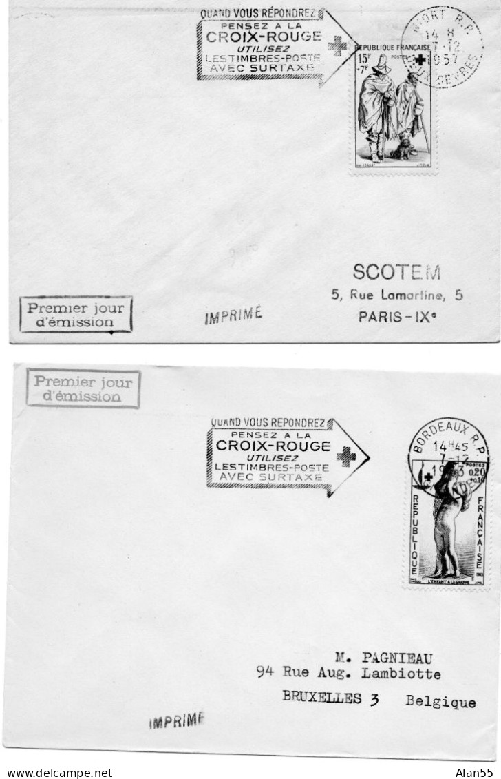 FRANCE.1957-1963. TROIS  LETTRES CROIX-ROUGE .THEMES:"SAINT VINCENT DE PAUL".ART.ENFANCE. - Red Cross