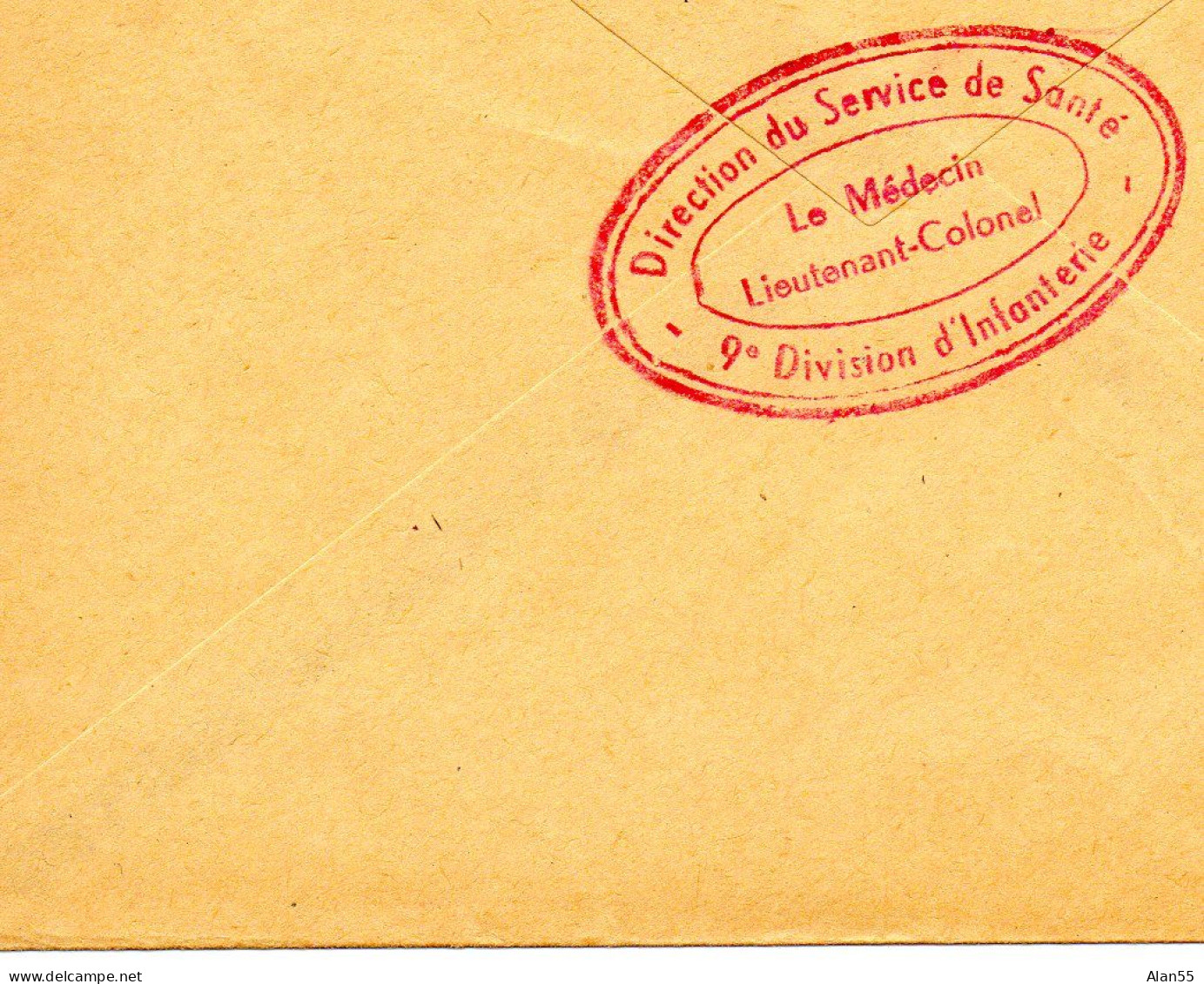 ALGERIE.(GUERRE).1956.  "DIRECTION SERVICE DE SANTE-9ème DIVISION D'INFANTERIE".LETTRE F.M. - Guerre D'Algérie