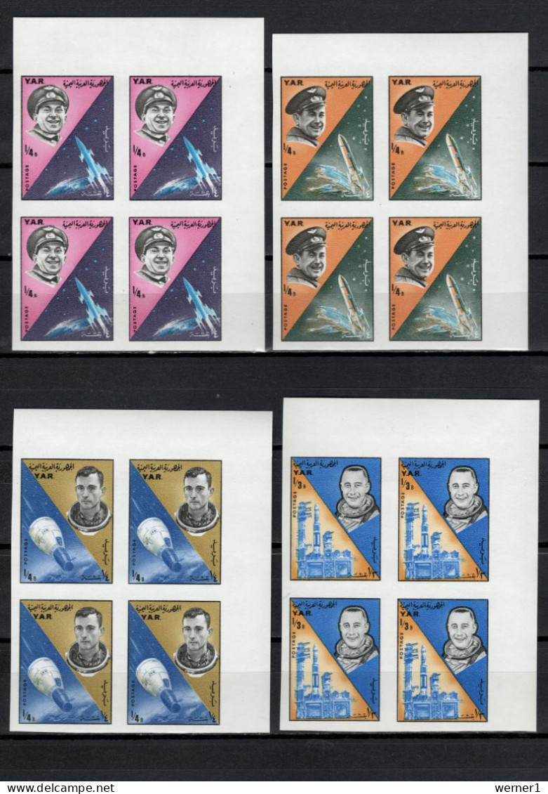 Yemen Arab Republic 1965 Space, Manned Space Flights Set Of 8 Imperf. In Blocks Of 4 MNH - Asie