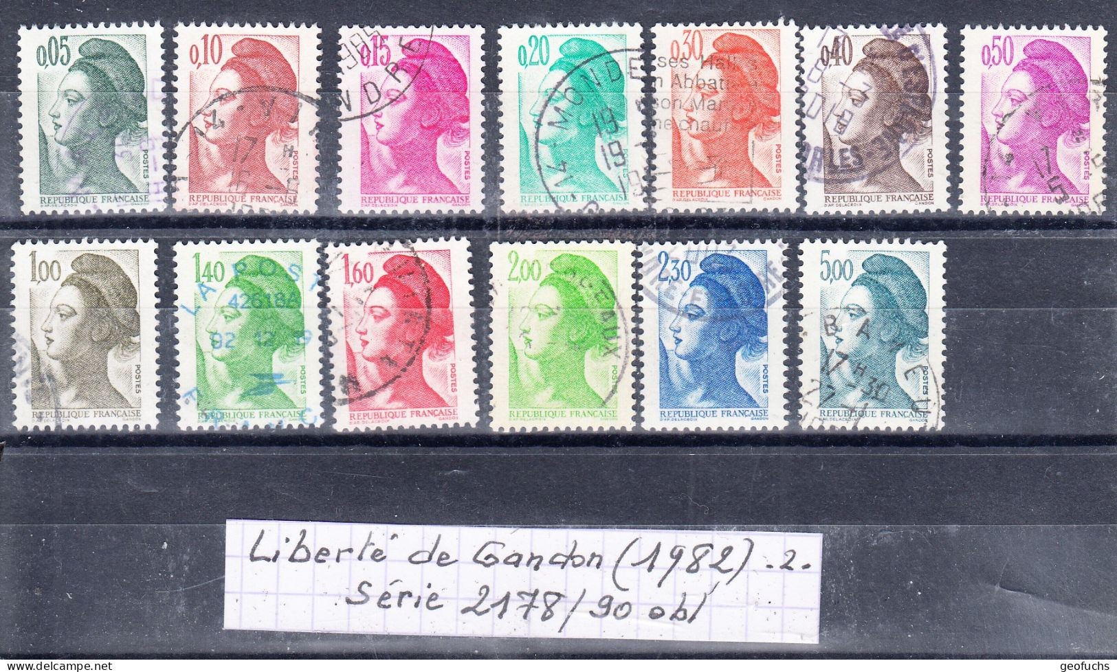 France Liberté De Gandon (1982) Y/T Série 2178/90 Oblitérés  Lot 1 - 1982-1990 Liberté De Gandon