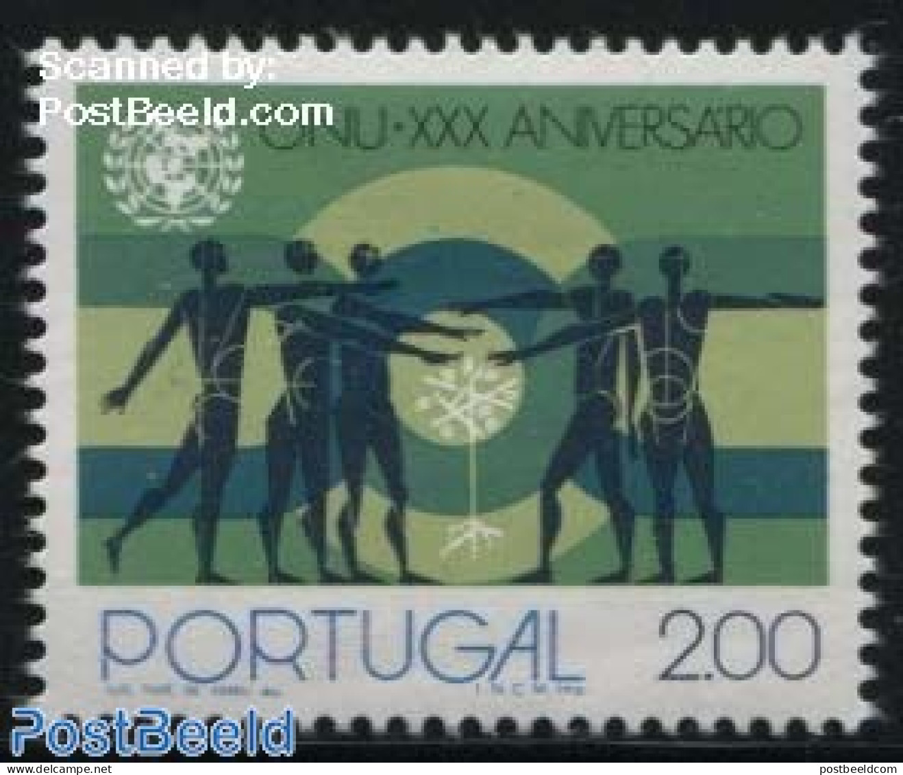Portugal 1975 United Nations 30th Anniversary 1v, Phosphor, Mint NH, History - United Nations - Neufs