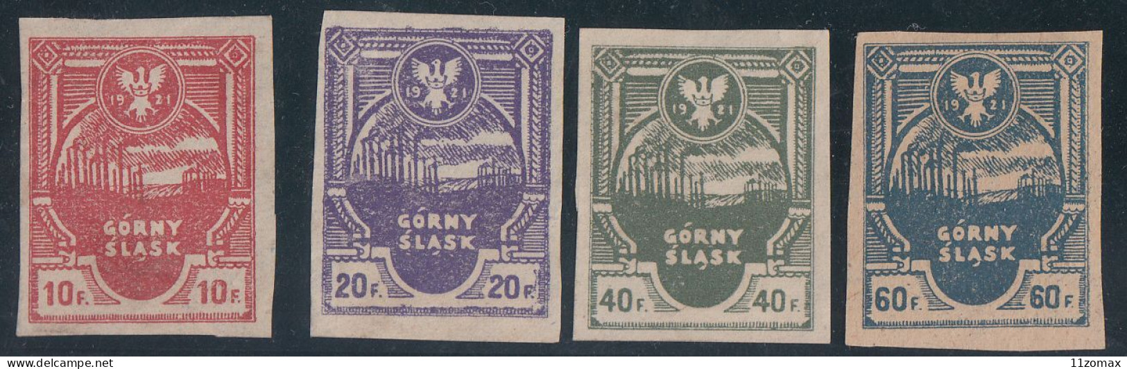 Gorny Slask 1921 Lot Of 4 Imperforated Stamps - VIPauction001 - Neufs