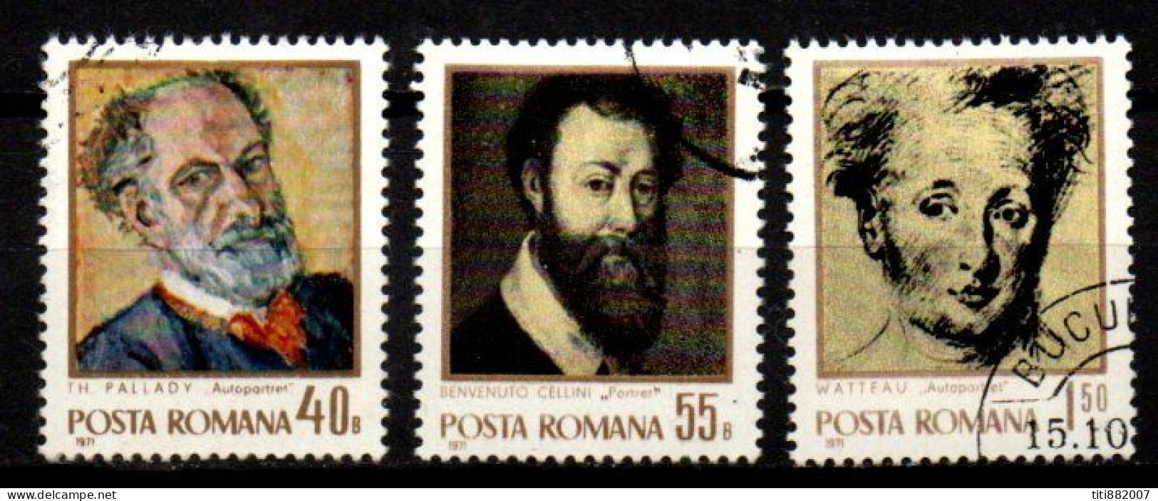 ROUMANIE     -    1971.  Peintures Oblitérés . Pallardy, Cellini, Watteau. - Used Stamps