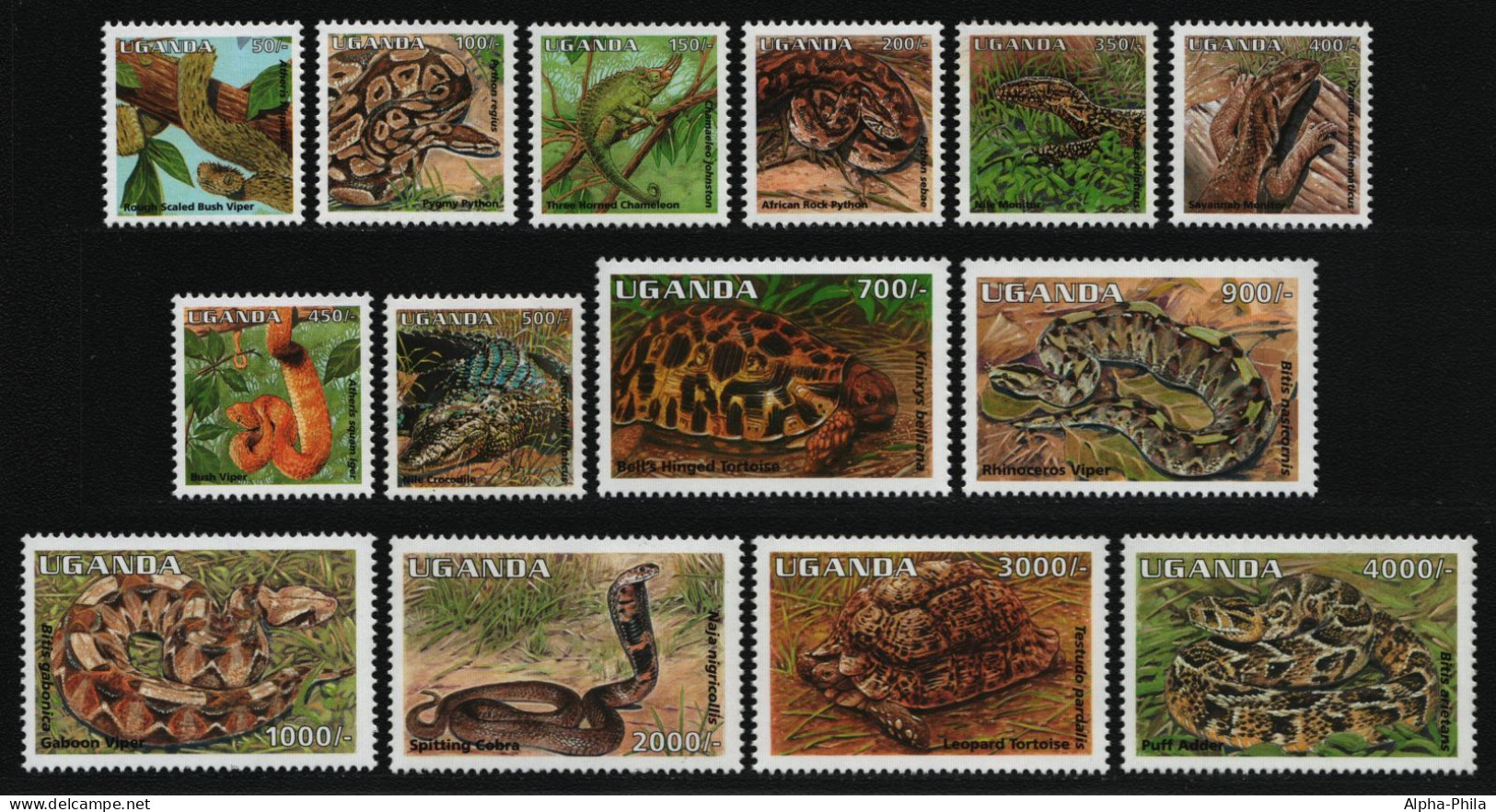 Uganda 1995 - Mi-Nr. 1534-1547 ** - MNH - Reptilien / Reptiles - Uganda (1962-...)