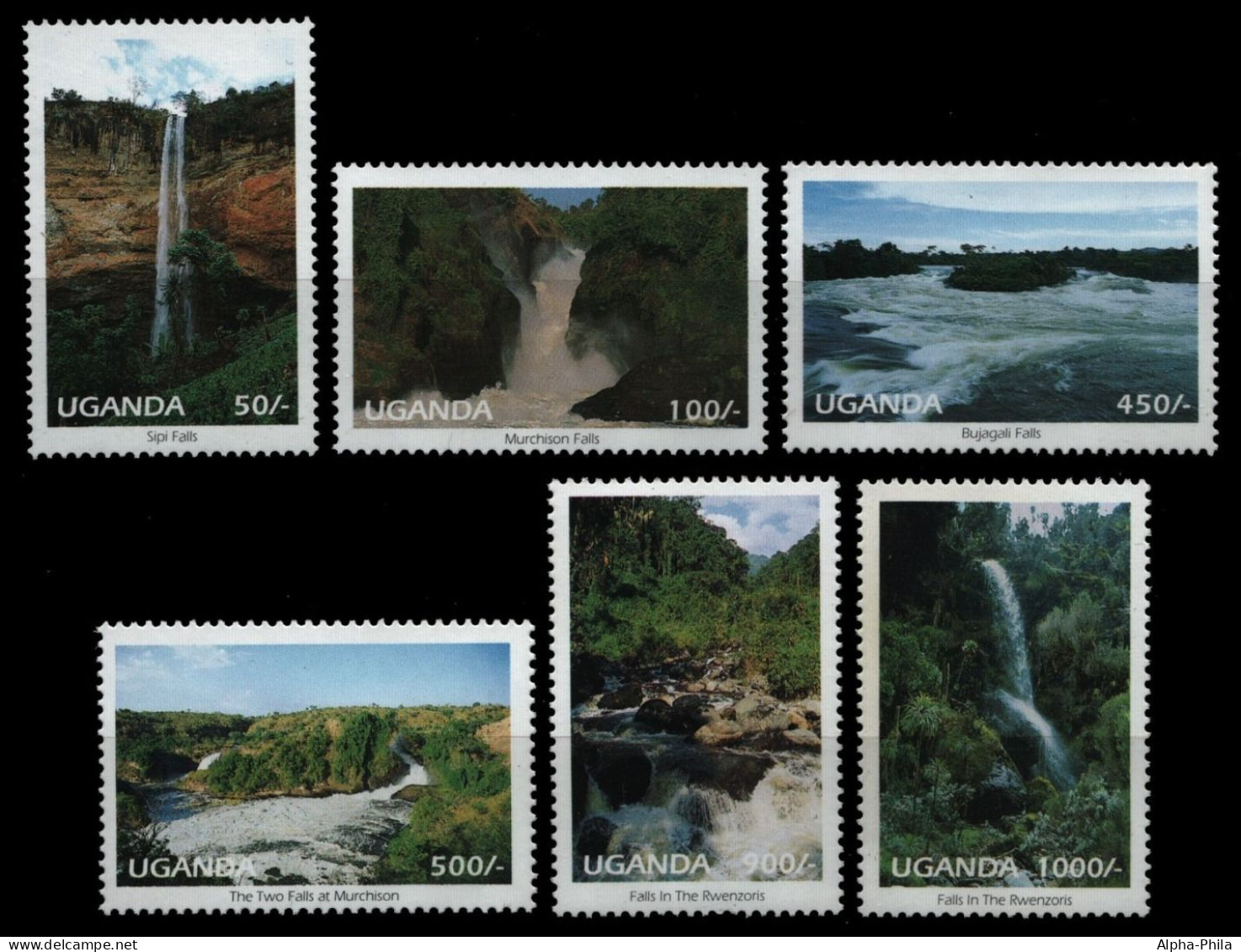 Uganda 1995 - Mi-Nr. 1552-1557 ** - MNH - Wasserfälle - Natur - Oeganda (1962-...)