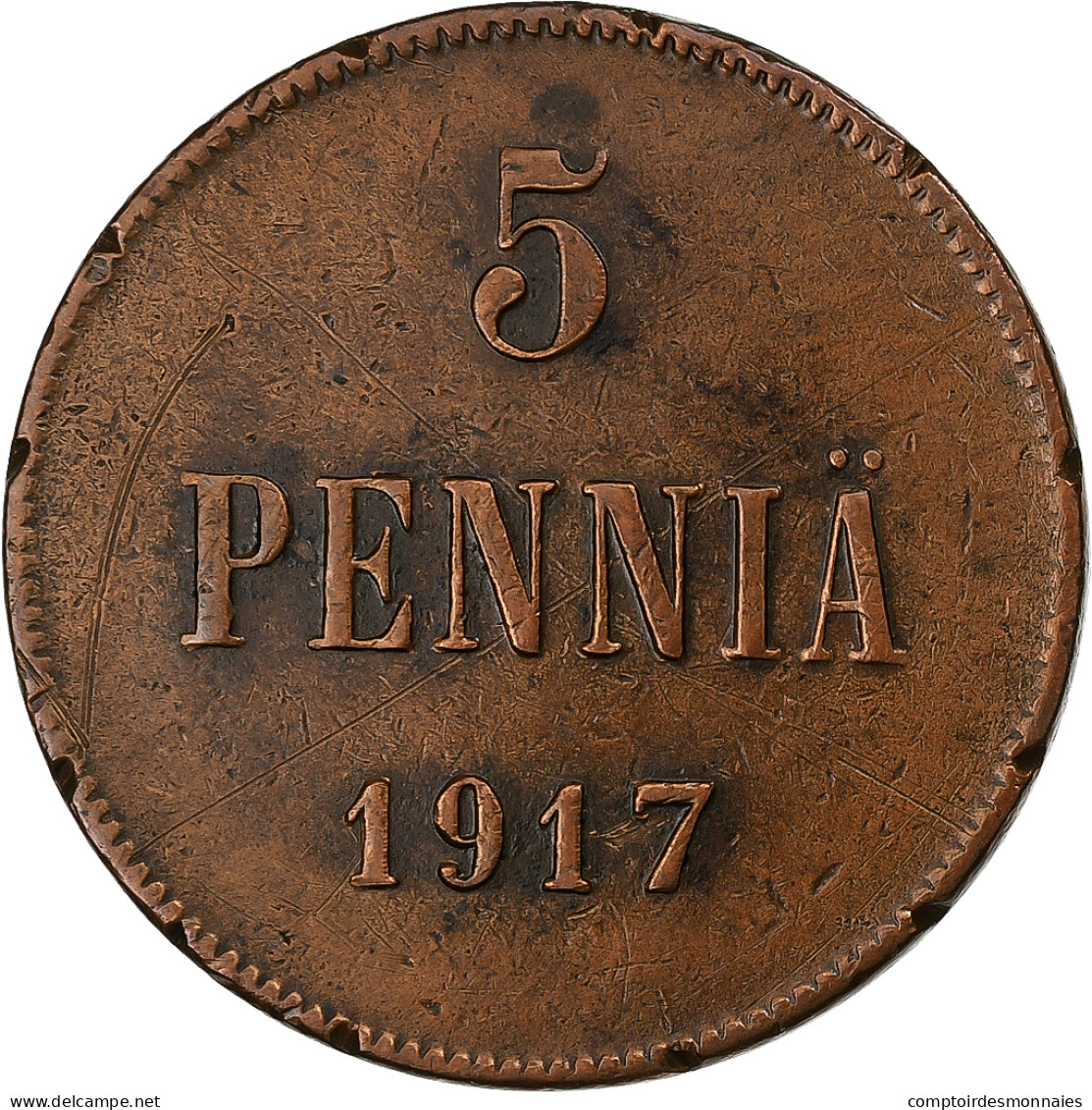 Finlande, Nicholas II, 5 Pennia, 1917, Cuivre, TTB, KM:17 - Finnland