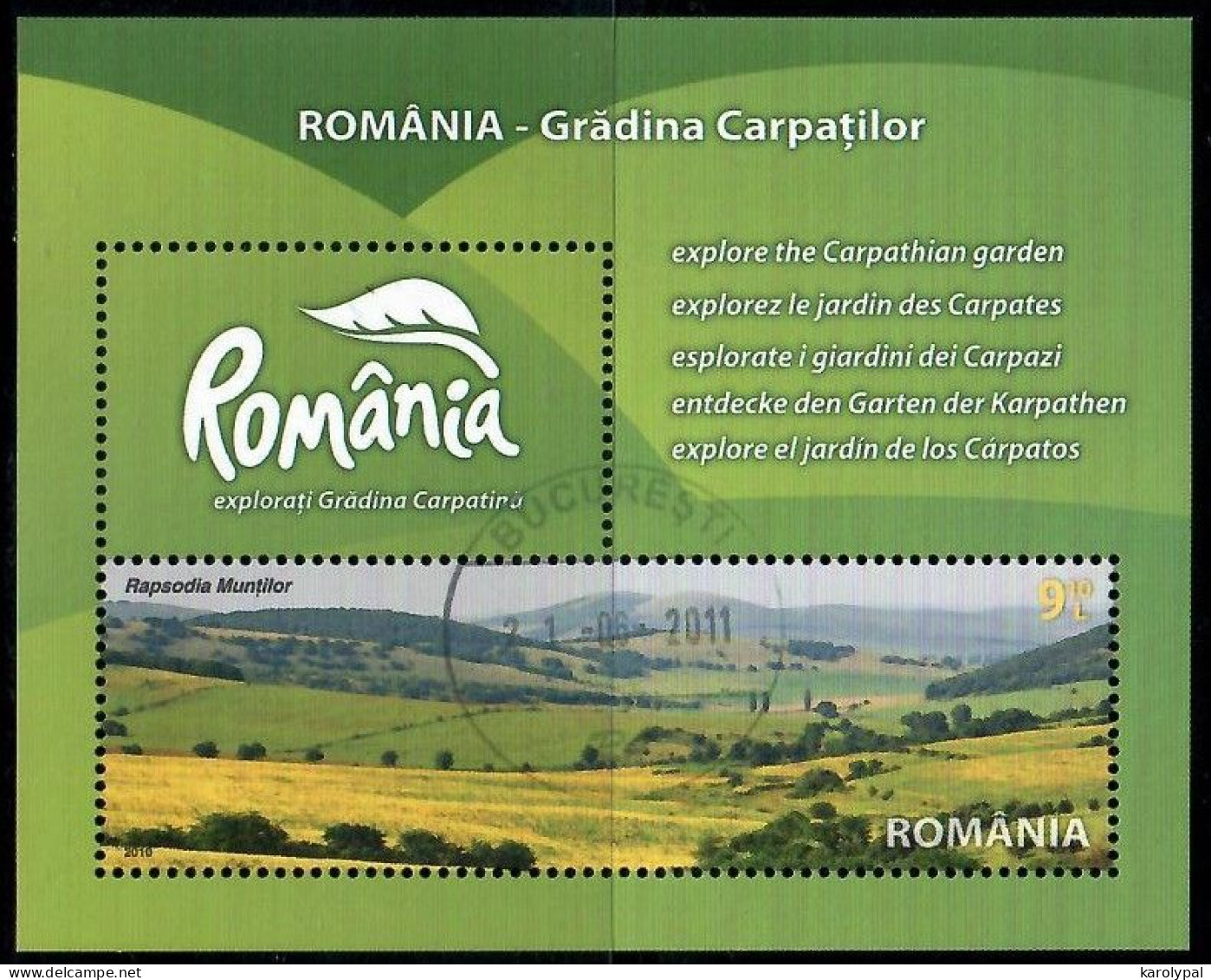 Romania, 2010 CTO, Mi. Bl. Nr. 473,  Romania - The Carpathian Garden - Used Stamps