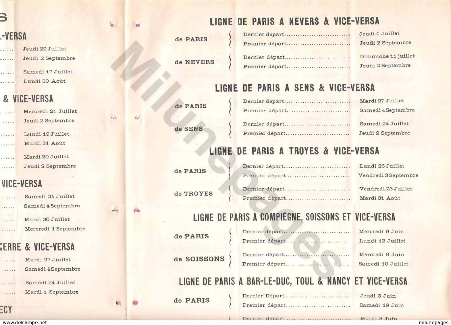 Compagnie Générale De Navigation Havre-Paris-Lyon-Marseille Dates Départ Et Chomage Des Bâteaux Pour 1897 - 1800 – 1899