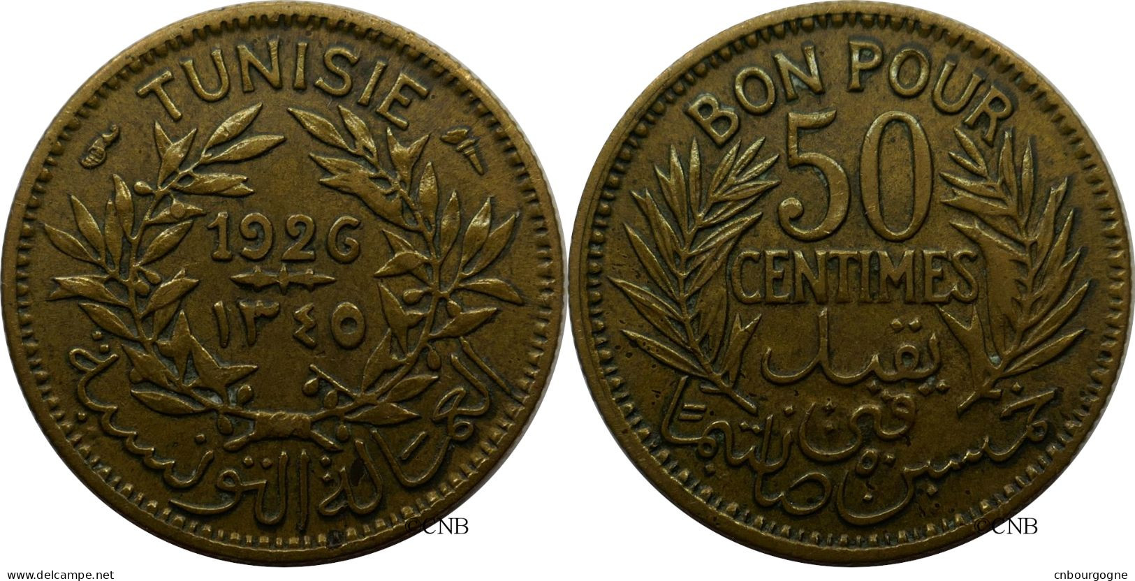 Tunisie - Protectorat Français - Habib Bey - 50 Centimes 1926-AH1345 - TTB/XF45 - Mon4841 - Tunisie