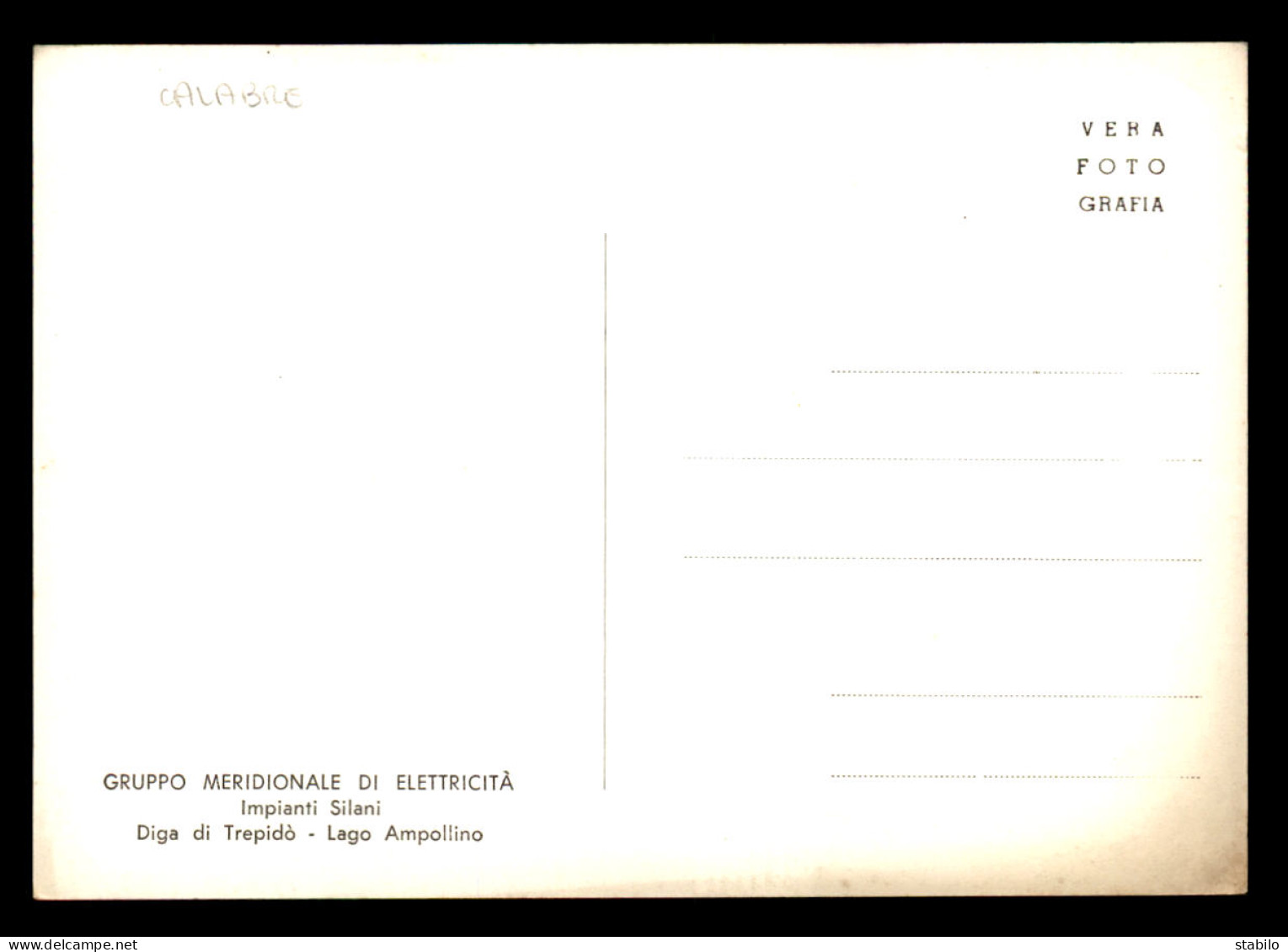 ITALIE - GRUPPO MERIDIONALE DI ELETTRICITA - IMPIANTI SILANI DIGA DI TREDIDO - LAGO AMPOLLINO - Andere & Zonder Classificatie