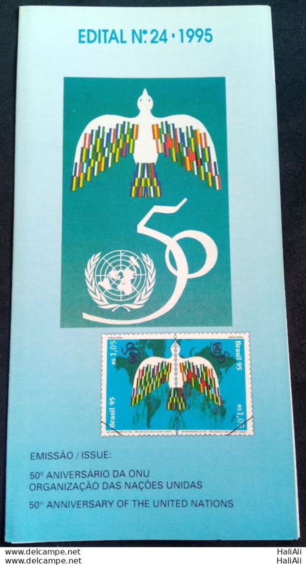 Brochure Brazil Edital 1995 24th Anniversary Of The UN Without Stamp - Brieven En Documenten