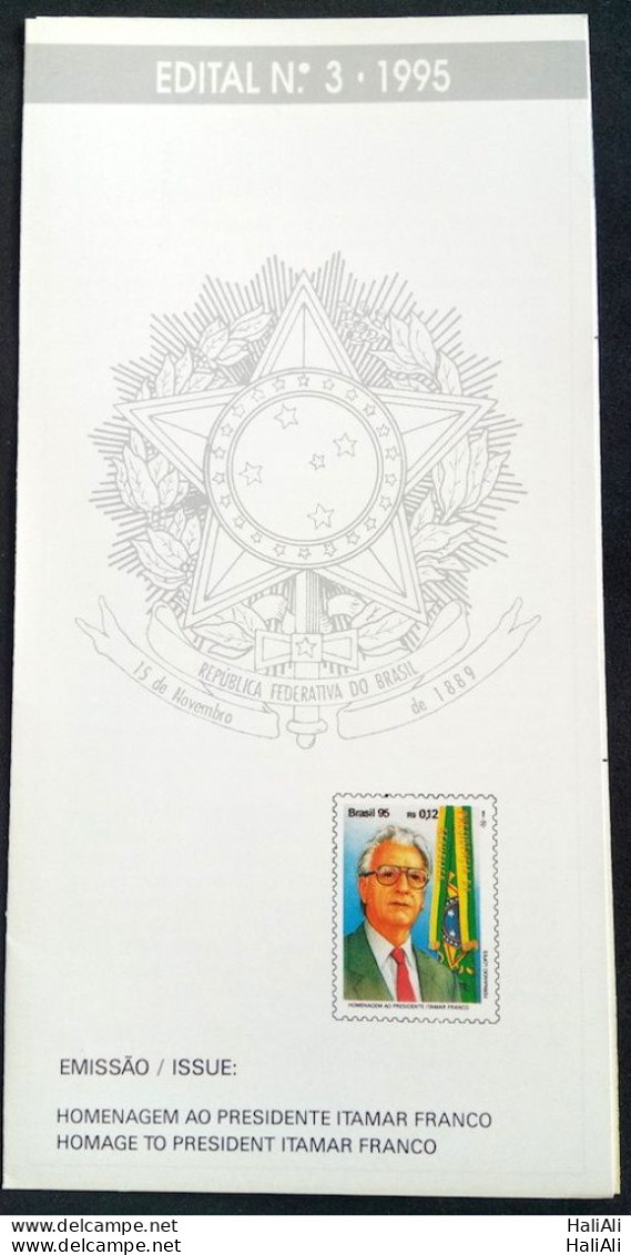 Brochure Brazil Edital 1995 03 Itamar Franco Politics President Without Stamp - Briefe U. Dokumente