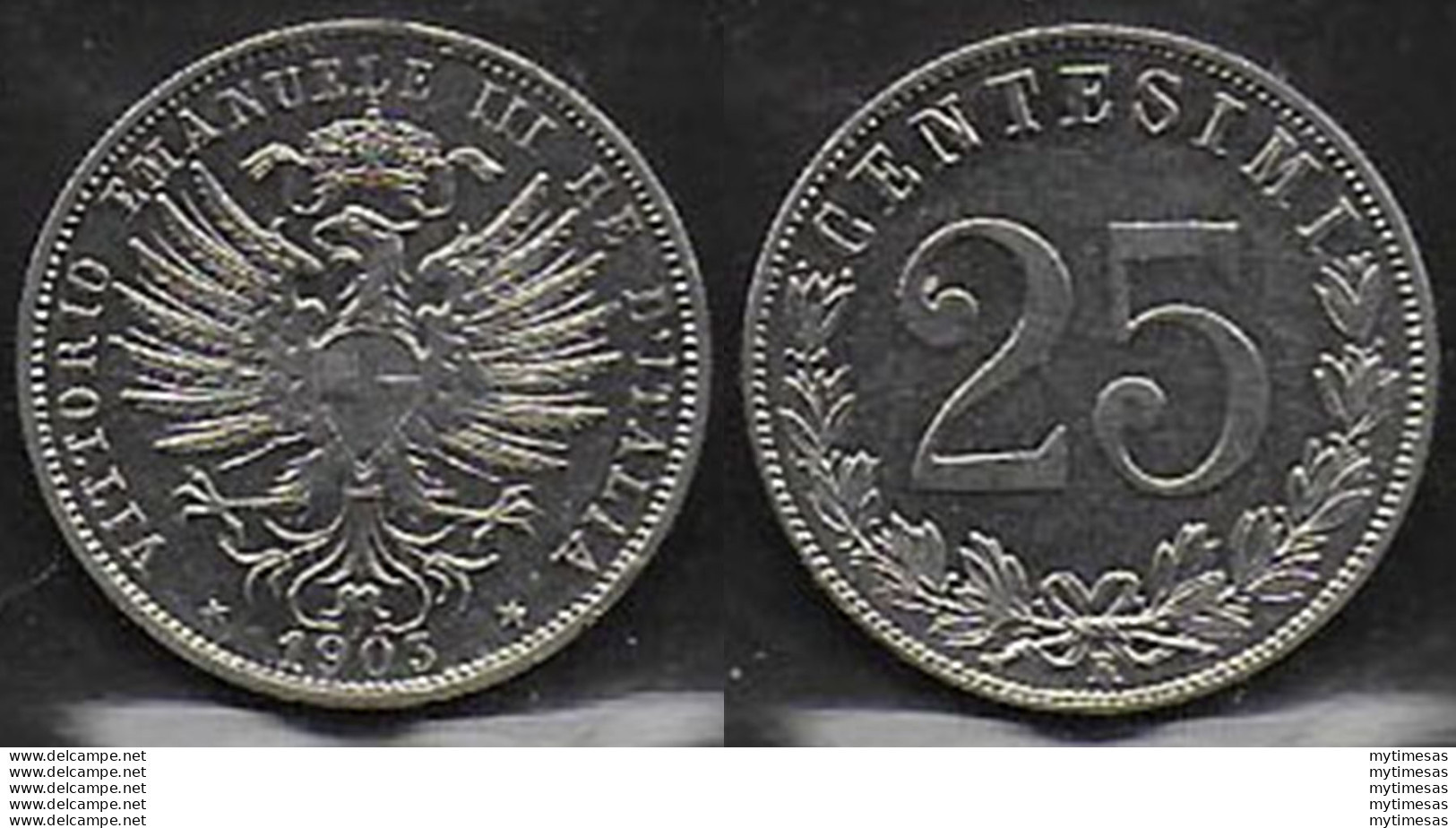 1903 Italia VE III 25c. Aquila Sabauda In Nichelio QFDC - 1900-1946 : Victor Emmanuel III & Umberto II