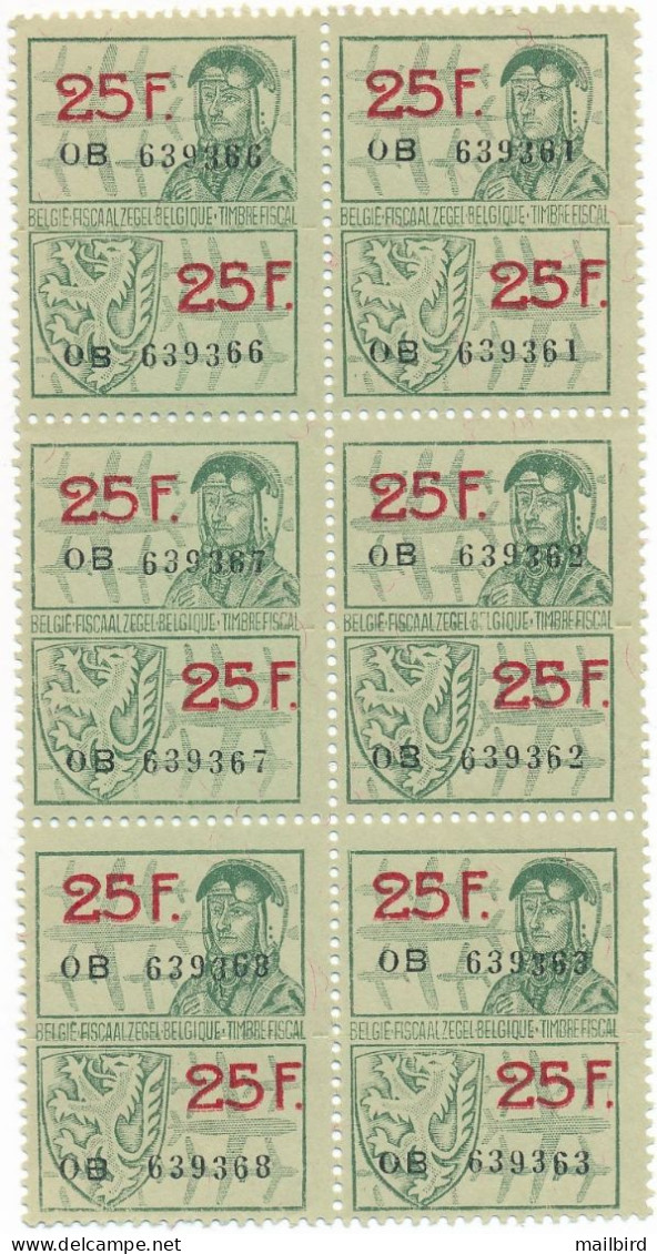 Belgique Timbre Fiscal / Fiscaal Zegel Belgie:  ASTRONAUTE Timbres De 25 Francs OBL - Postzegels