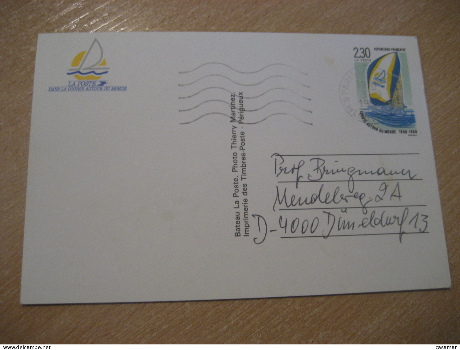 PARIS 1990 To Dusseldorf Germany Sail Sailing World Cup Cancel Postal Stationery Card FRANCE - Sailing