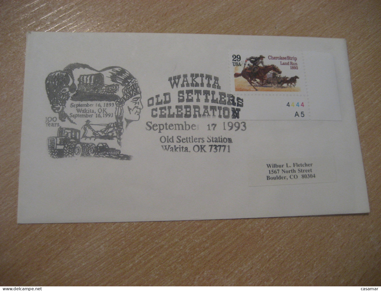 WAKITA 1993 Old Settlers Celebration Station American Indians Indian Cancel Cover USA Indigenous Native History - Indianer