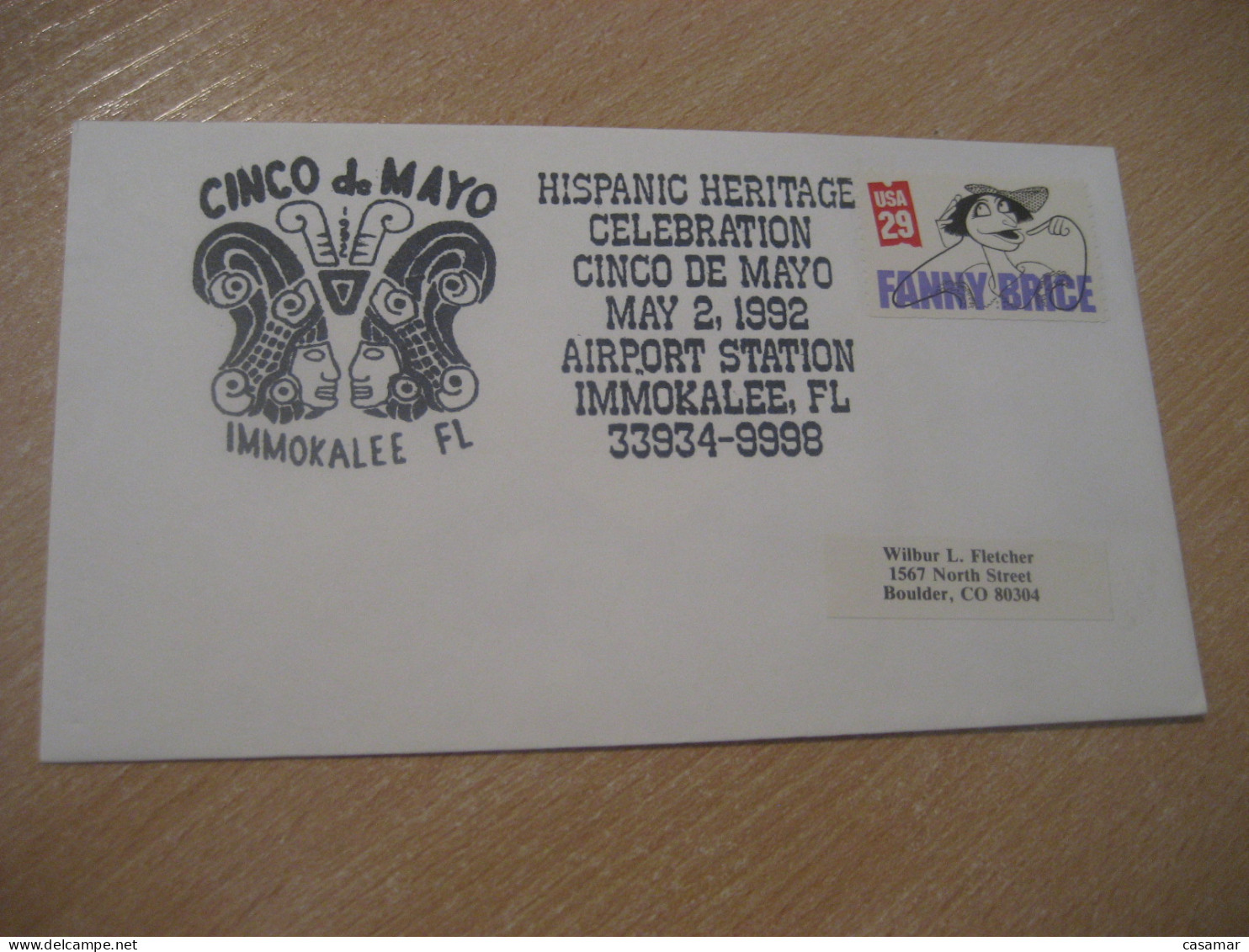 IMMOKALEE 1992 Cinco De Mayo Hispanic Heritage American Indians Indian Cancel Cover USA Indigenous Native History - Indianen