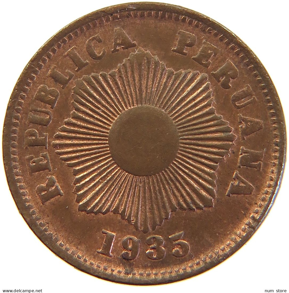PERU CENTAVO 1935 RED LUSTRE TOP #t030 0223 - Pérou