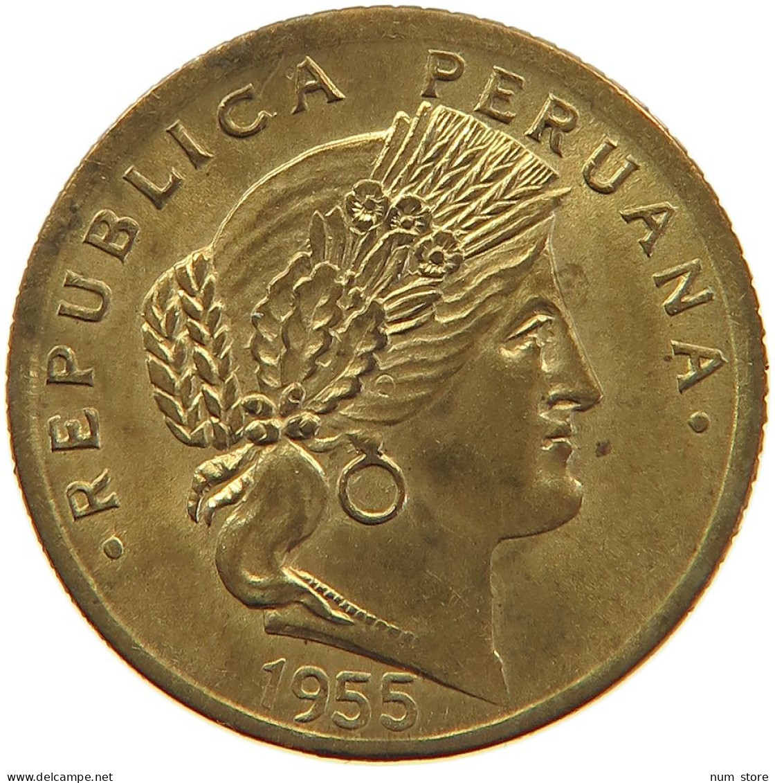 PERU 5 CENTAVOS 1955 UNC #t030 0165 - Pérou