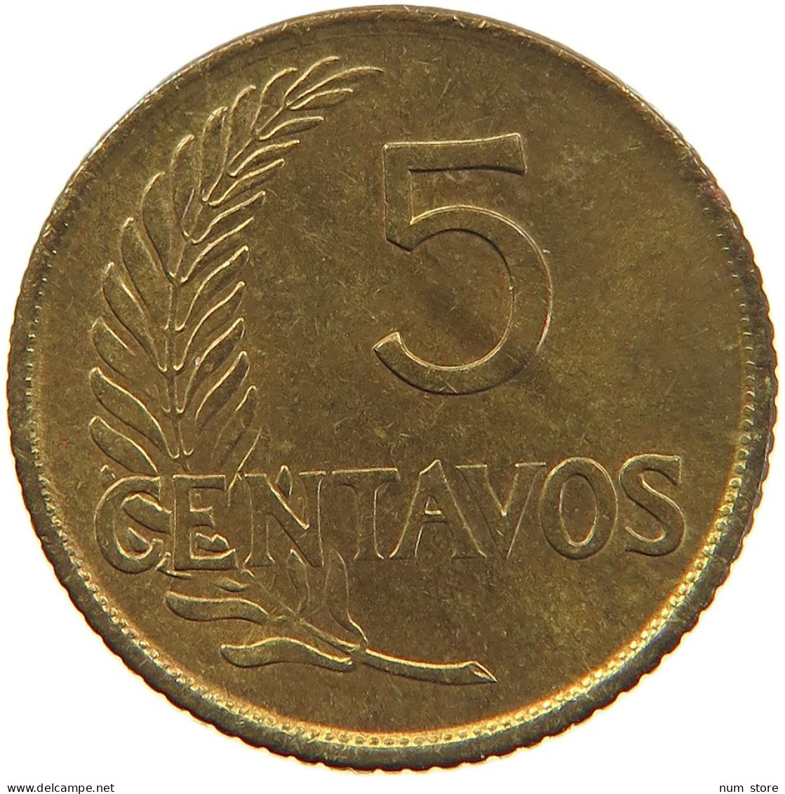 PERU 5 CENTAVOS 1951 THICK PLANCHET UNC #t030 0157 - Pérou