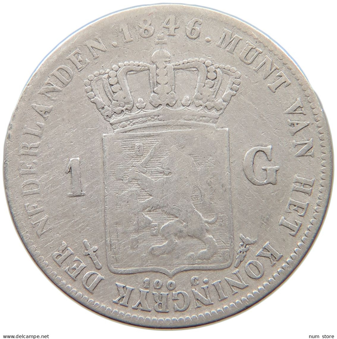 NETHERLANDS GULDEN 1846 Willem II. 1840-1849 #t028 0531 - 1840-1849: Willem II.