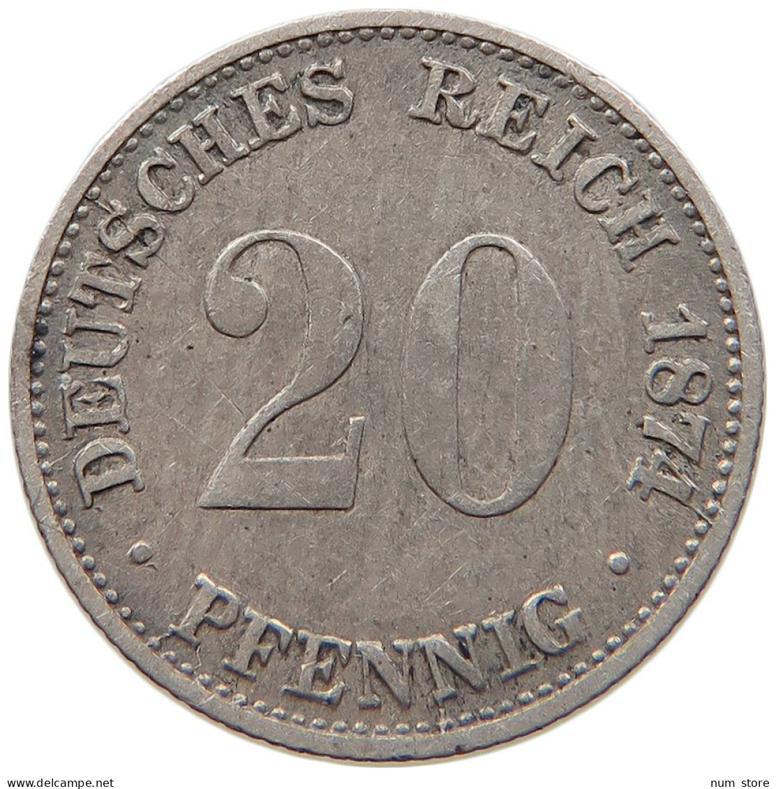 KAISERREICH 20 PFENNIG 1876 C #t029 0295 - 20 Pfennig