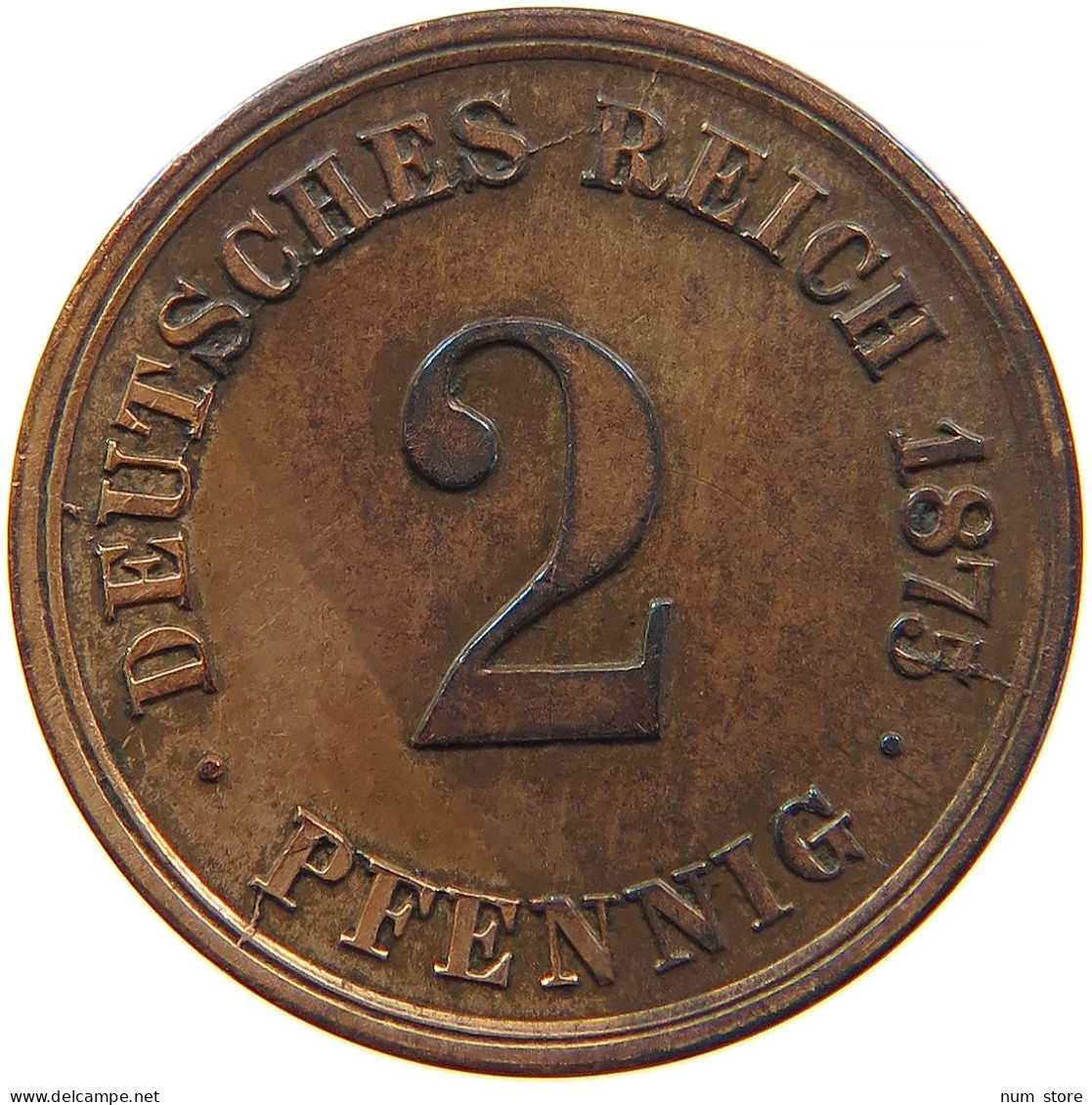 KAISERREICH 2 PFENNIG 1875 A #t029 0341 - 2 Pfennig