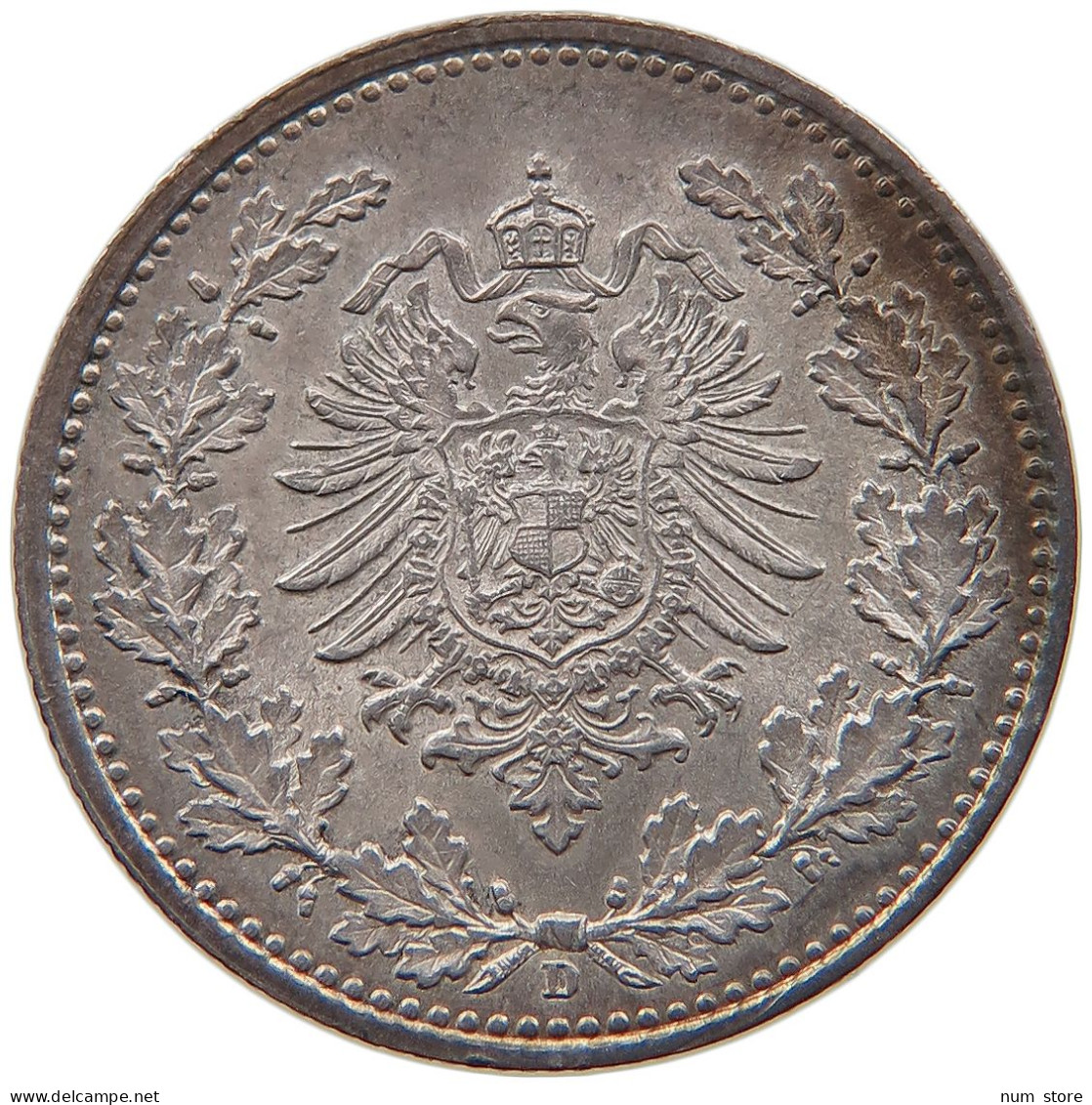 GERMANY EMPIRE 50 PFENNIG 1877 D #t030 0319 - 50 Pfennig