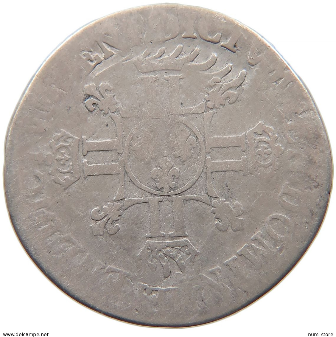 FRANCE 1/4 ECU LOUIS XIV 8 LIS OVERSTRUCK #t030 0377 - 1643-1715 Lodewijk XIV De Zonnekoning