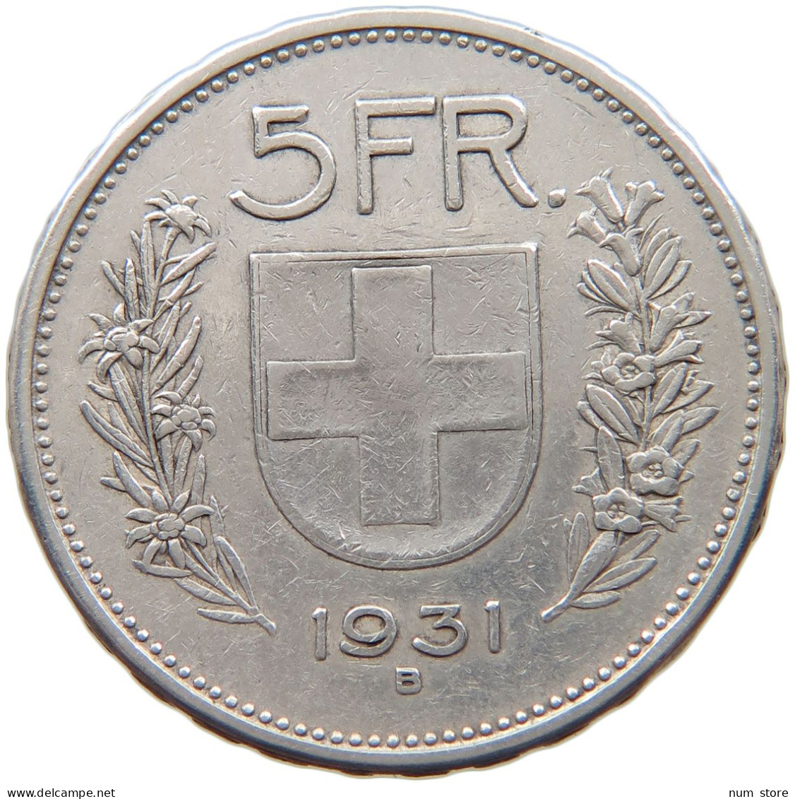 SWITZERLAND 5 FRANCS 1931 #t028 0479 - 5 Franken