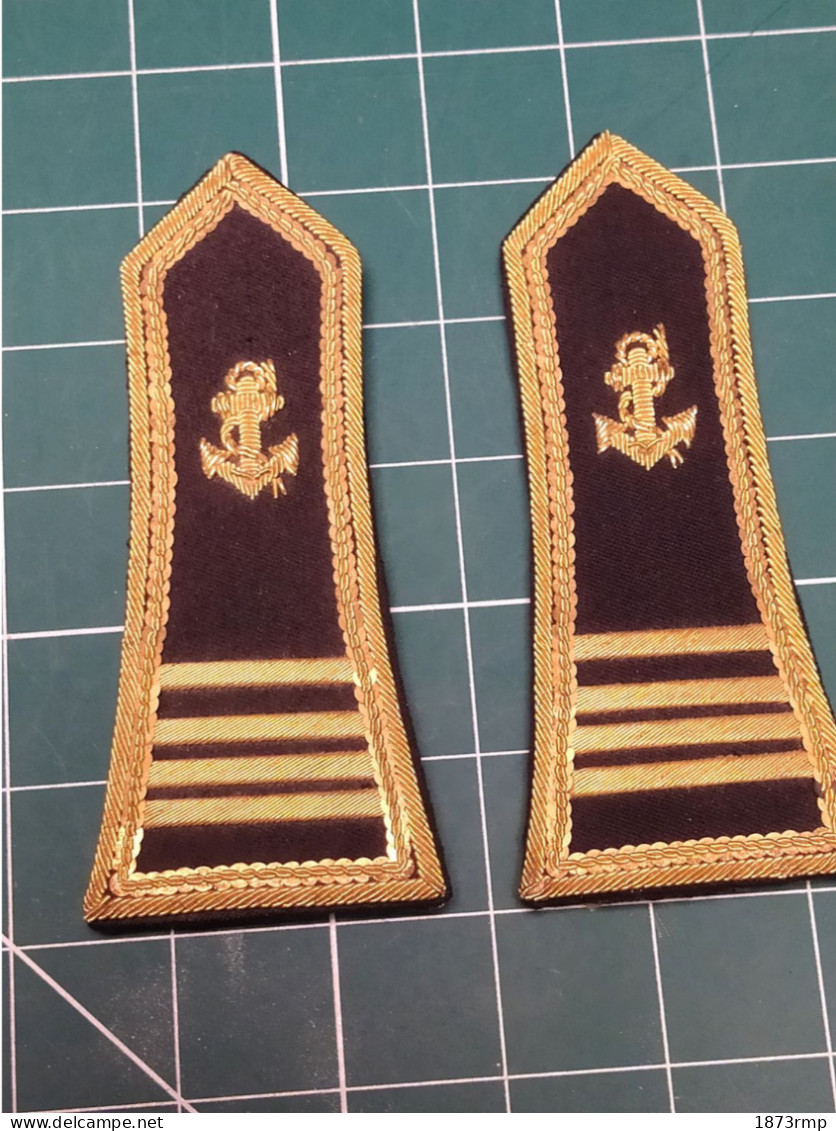 COMMANDANT TOUPES DE MARINE PAIRE D'EPAULETTES DE TENUE DE CEREMONIE, EN CANETILLE - Uniforms