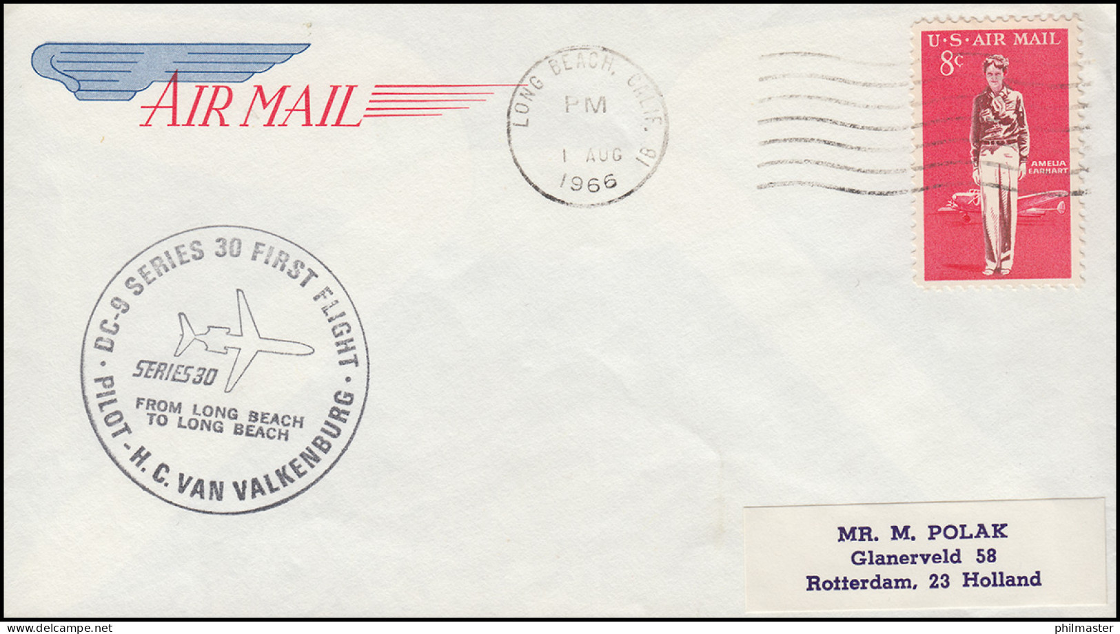 Erstflug FIRST FLIGHT DC-9 Series 30 Pilot H.C. Van Valkenburg Long Beach 1.8.66 - Other & Unclassified