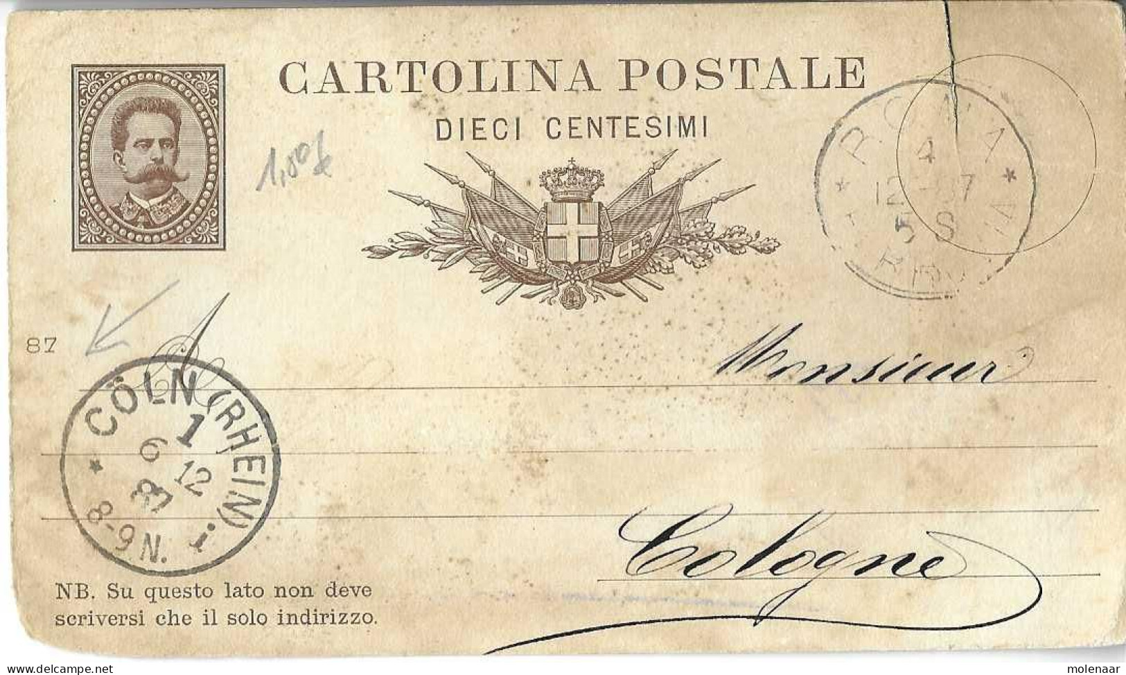 Postzegels > Europa > Italië > 1861-1944 Koninkrijk > 1878-00 Umberto I >Briefkaart Uit 1897 (16845) - Stamped Stationery