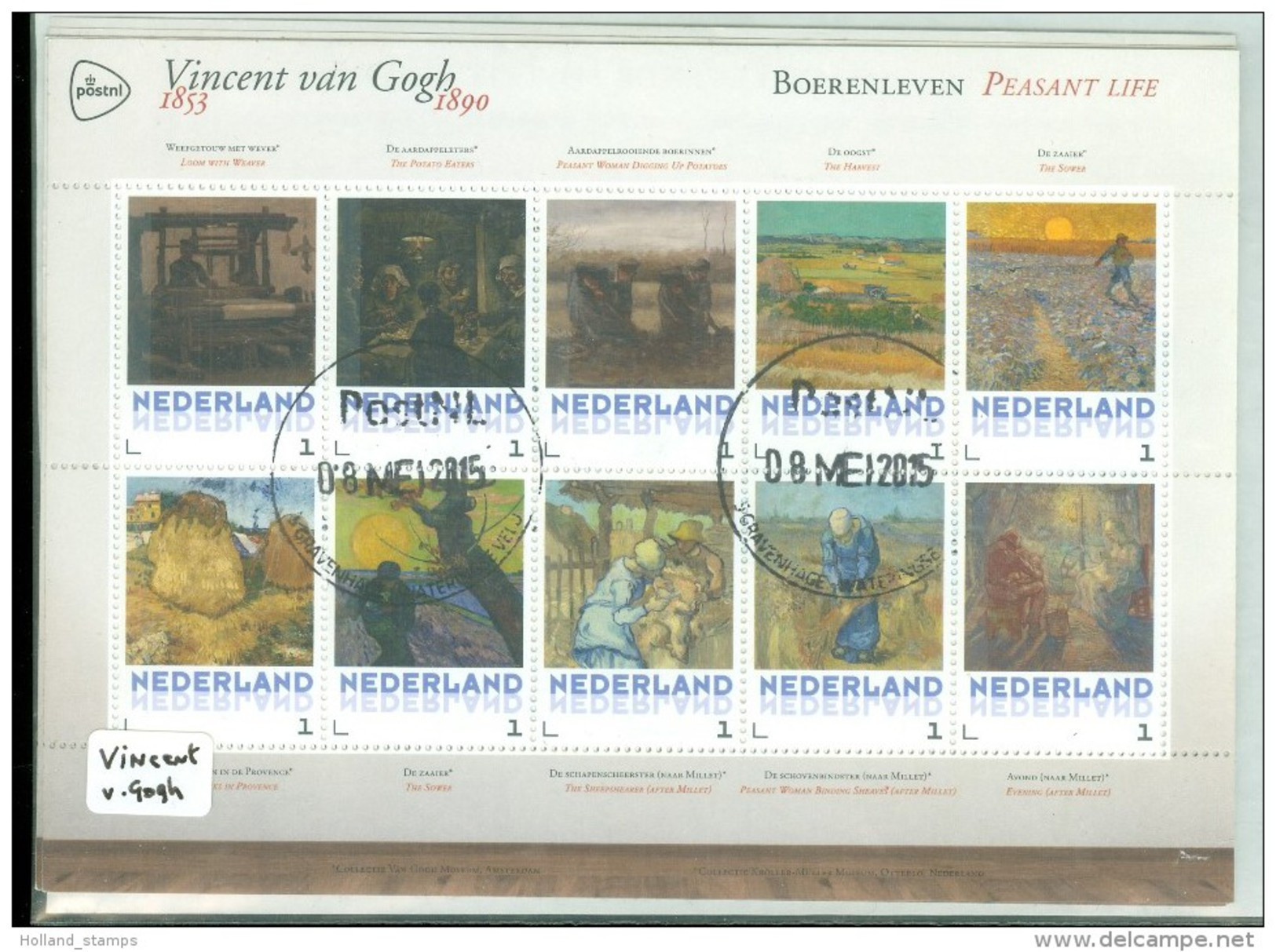 NIEDERLANDE *  VINCENT VAN GOGH * BOERENLEVEN  * BLOK * BLOC * BLOCK (2) NETHERLANDS * POSTFRIS GESTEMPELD * MALEREI - Used Stamps