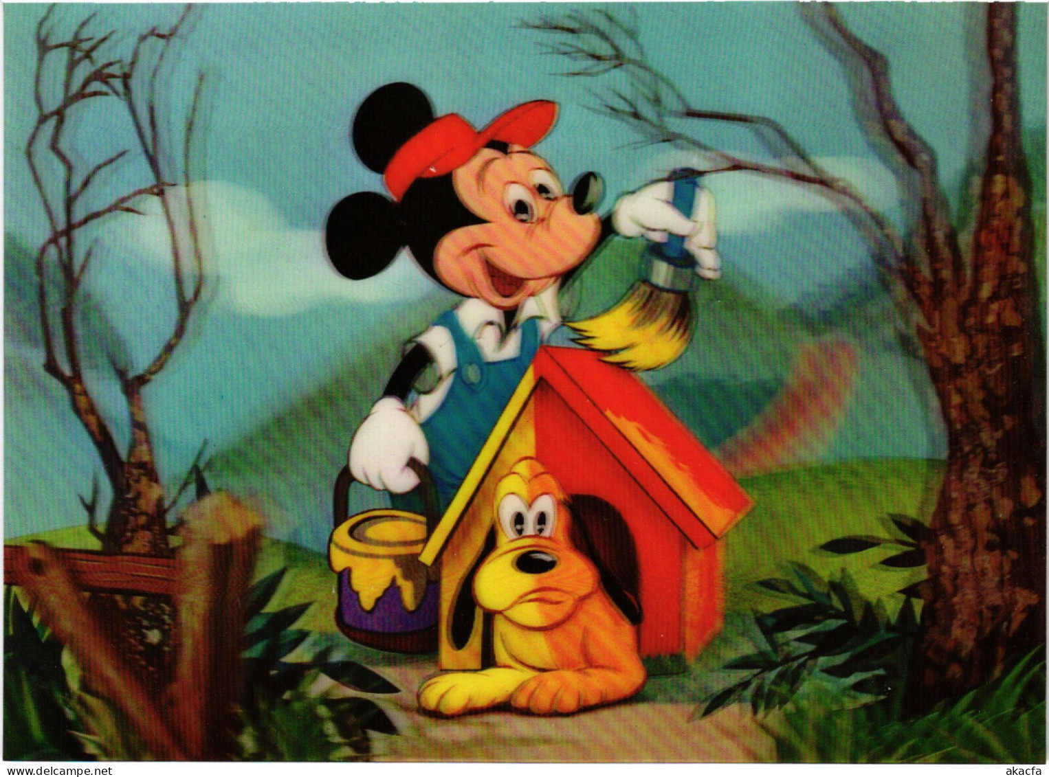 PC DISNEY, MICKEY & PLUTO, Modern 3D Postcard (b52879) - Disneyworld