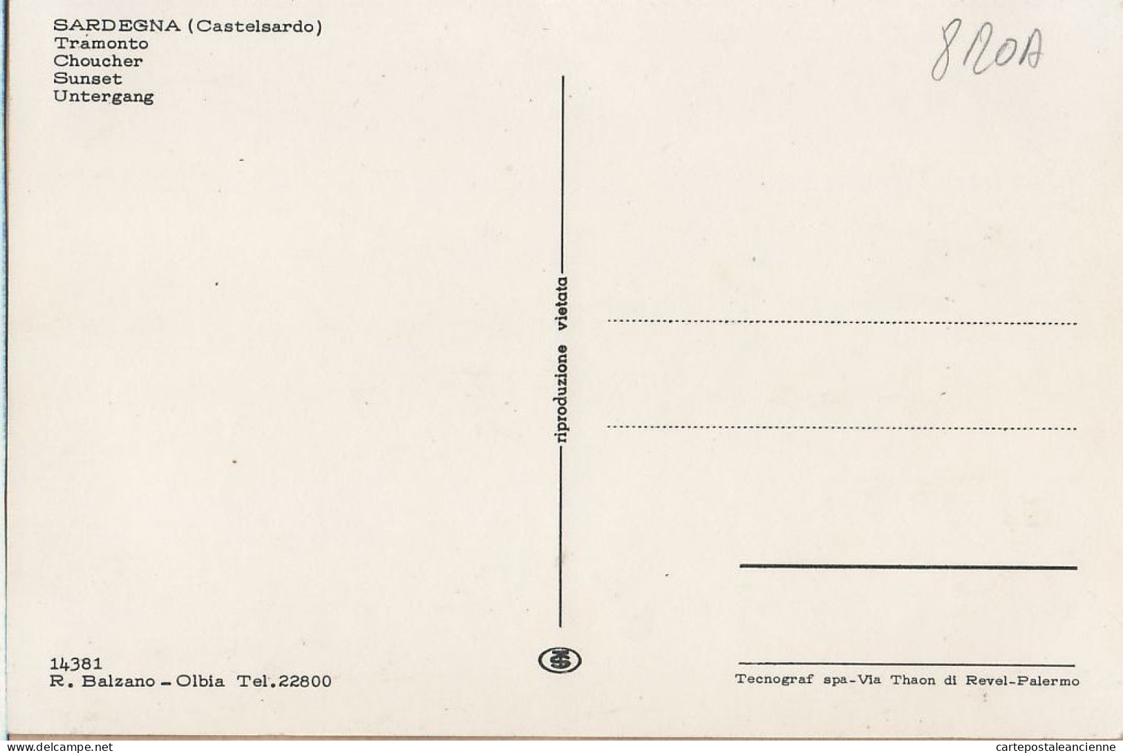 26850 / ⭐ Sardegna Olbia CASTELSARDO TRAMONTO SARDAIGNE 1970s  BALZANO N°14125 - Olbia