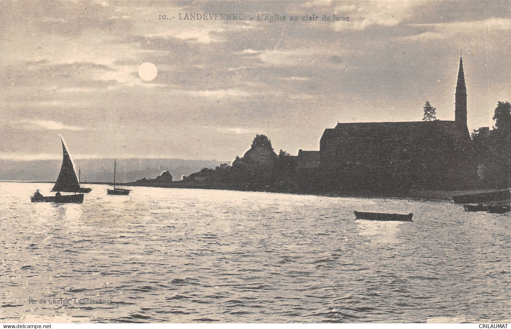 29-LANDEVENNEC-EGLISE AU CLAIR DE LUNE-N°6028-D/0331 - Landévennec