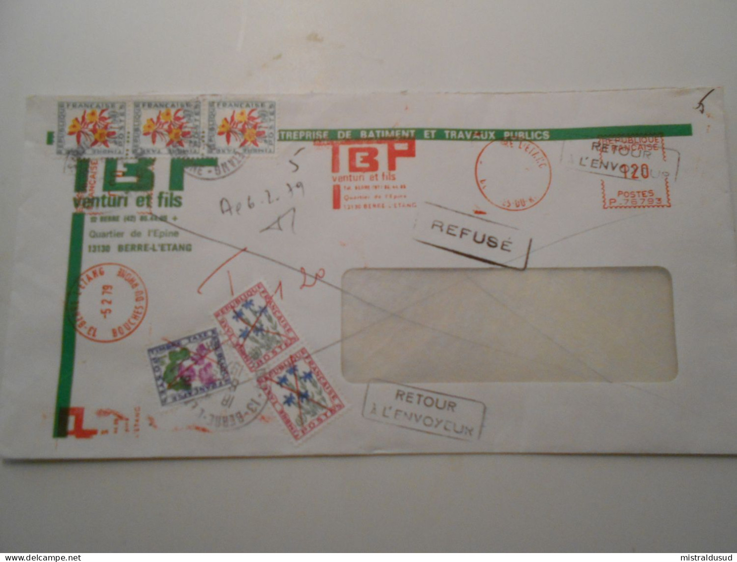 France Taxe , Lettre Taxe A Berre-l Etang En 1979 - 1960-.... Lettres & Documents