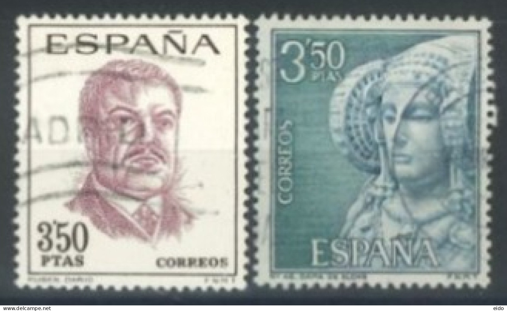 SPAIN, 1967/69, RUBEN DARIO & DAMA DE ELCHE STAMPS SET OF 2, # 1502,& 1583, USED. - Oblitérés