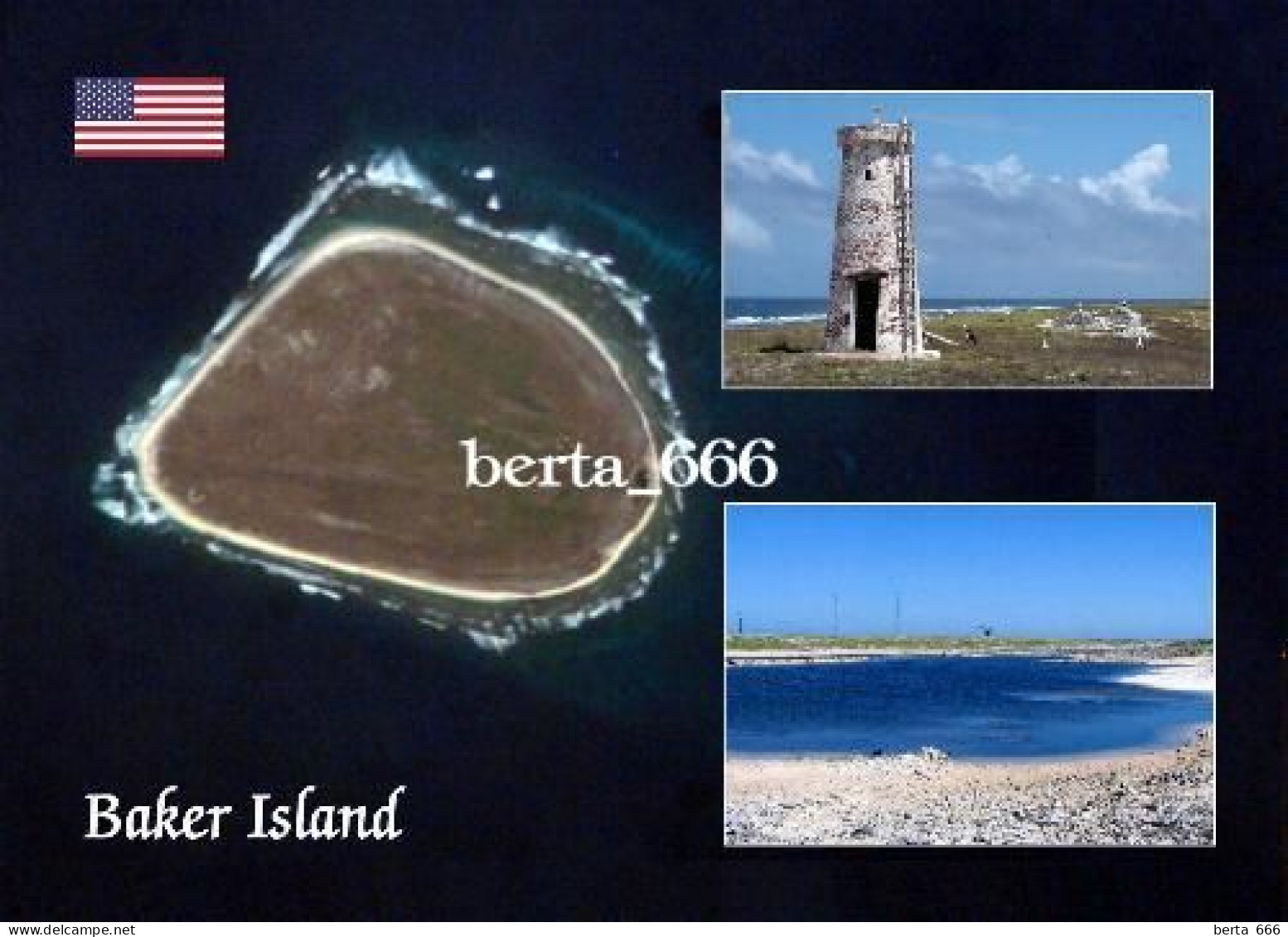 United States Baker Island Satellite View Pacific Ocean New Postcard - Andere & Zonder Classificatie