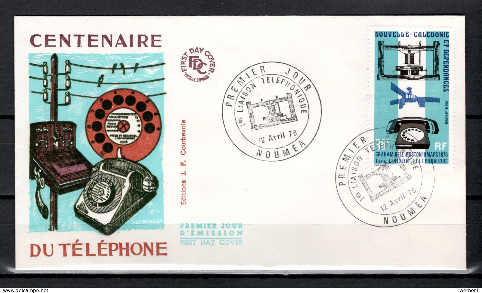 New Caledonia 1976 Space, Telephone Centenary Stamp On FDC - Oceania