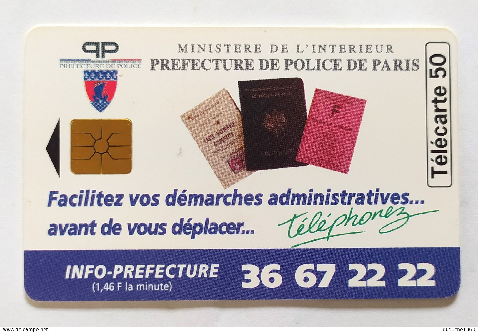 Télécarte France - Préfecture De Police De Paris - Ohne Zuordnung