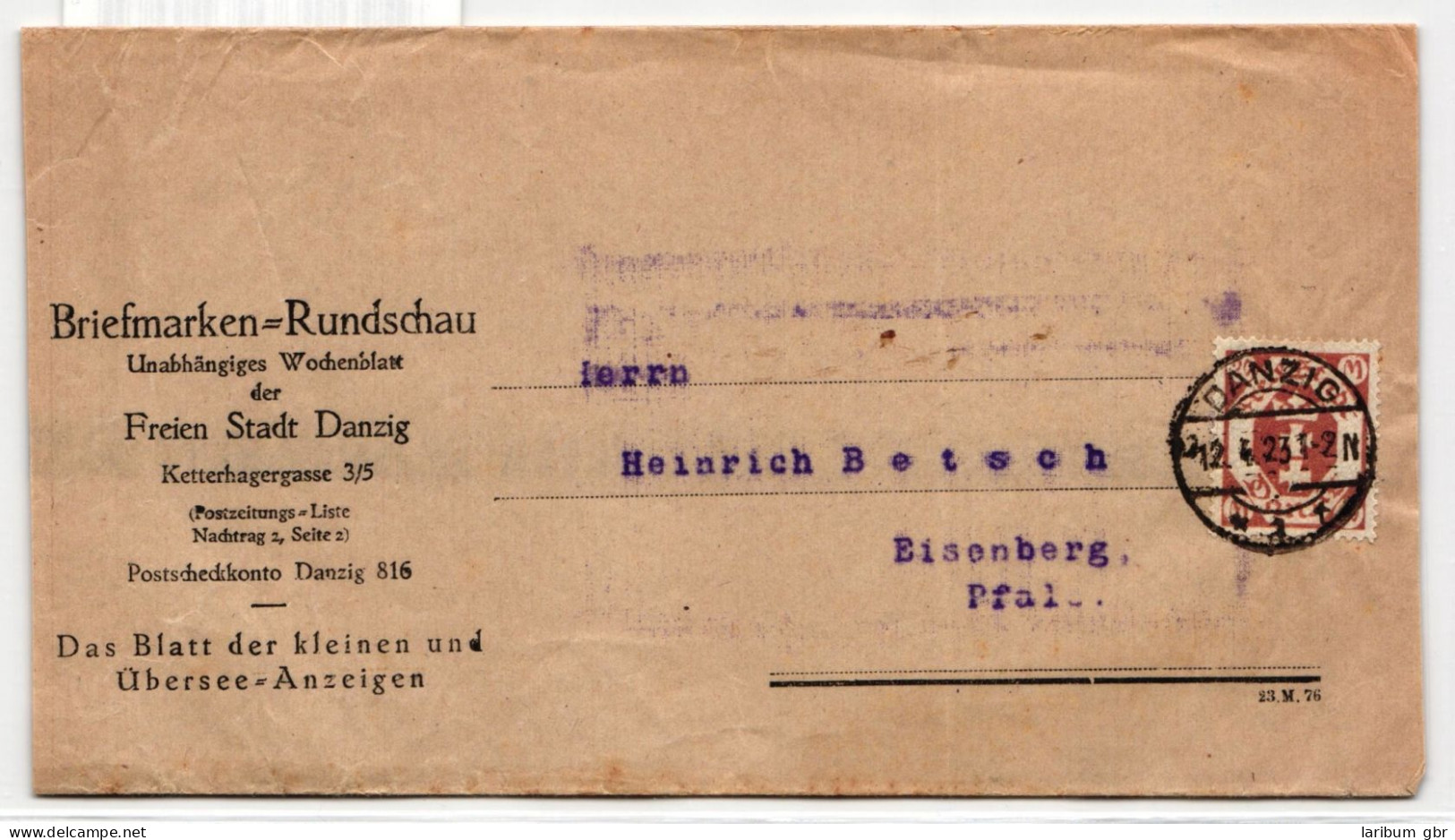 Danzig 126 X Auf Streifenband Briefmarken Rundschau, Geprüft Infla Berlin #IP476 - Lettres & Documents