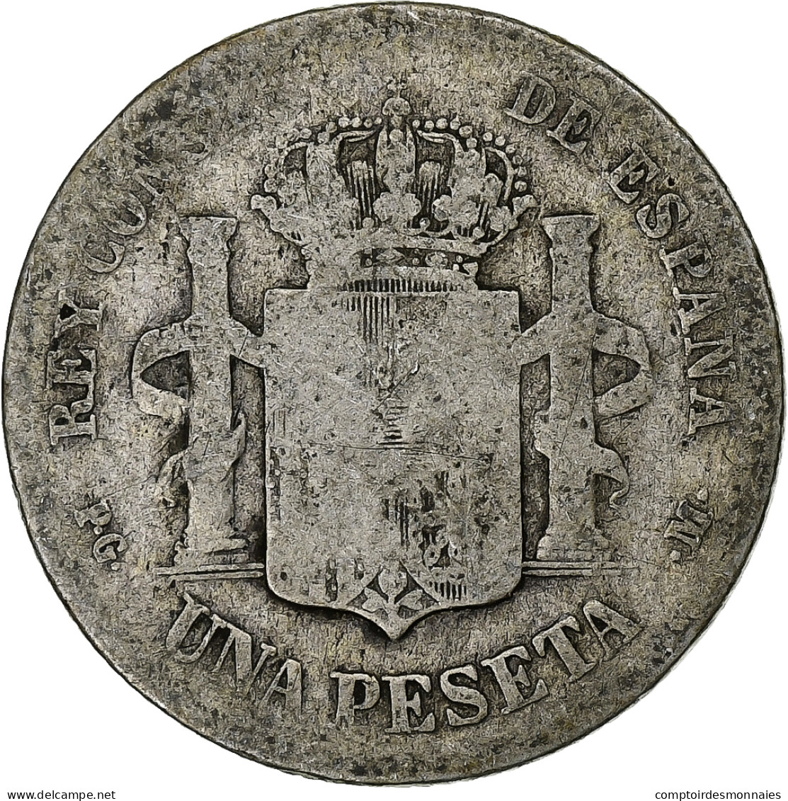 Espagne, Alfonso XIII, Peseta, 1891, Madrid, Argent, B+, KM:691 - Erstausgaben