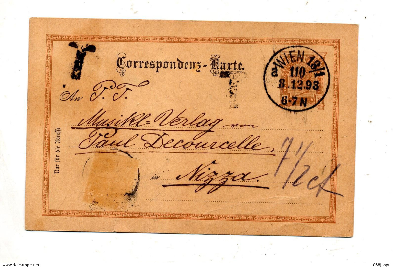 Carte Postale Celebrite  Cachet Wien Taxée Timbre Oté - Postkarten