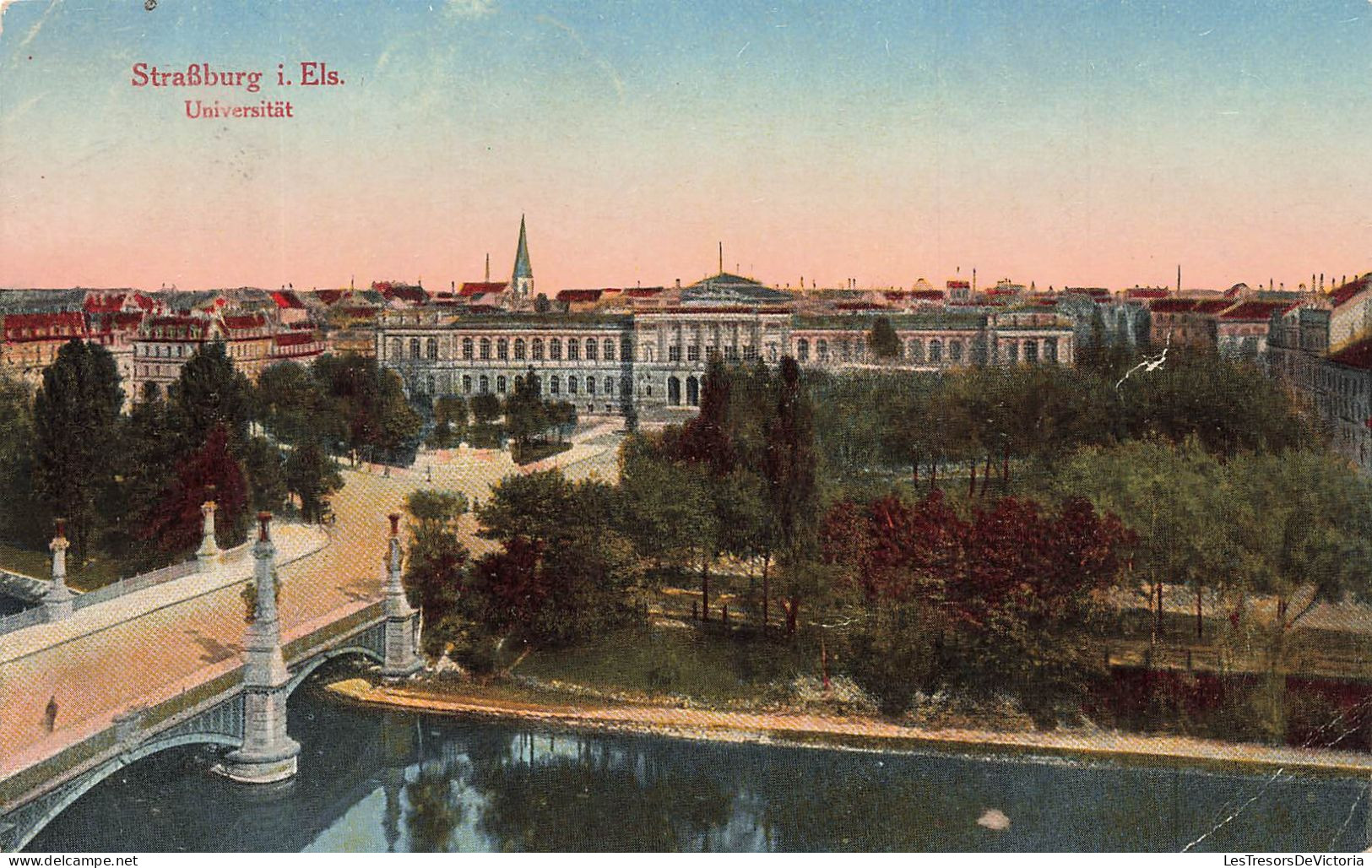 ALLEMAGNE - StraBburg I Els - Universitat - Vue Générale - Pont - Animé - Colorisé - Carte Postale Ancienne - Strasburg