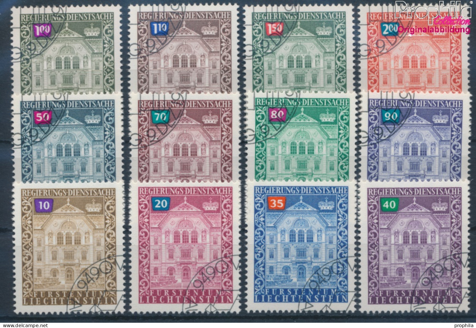 Liechtenstein D57-D68 (kompl.Ausg.) Gestempelt 1976 Regierungsgebäude (10374224 - Oblitérés