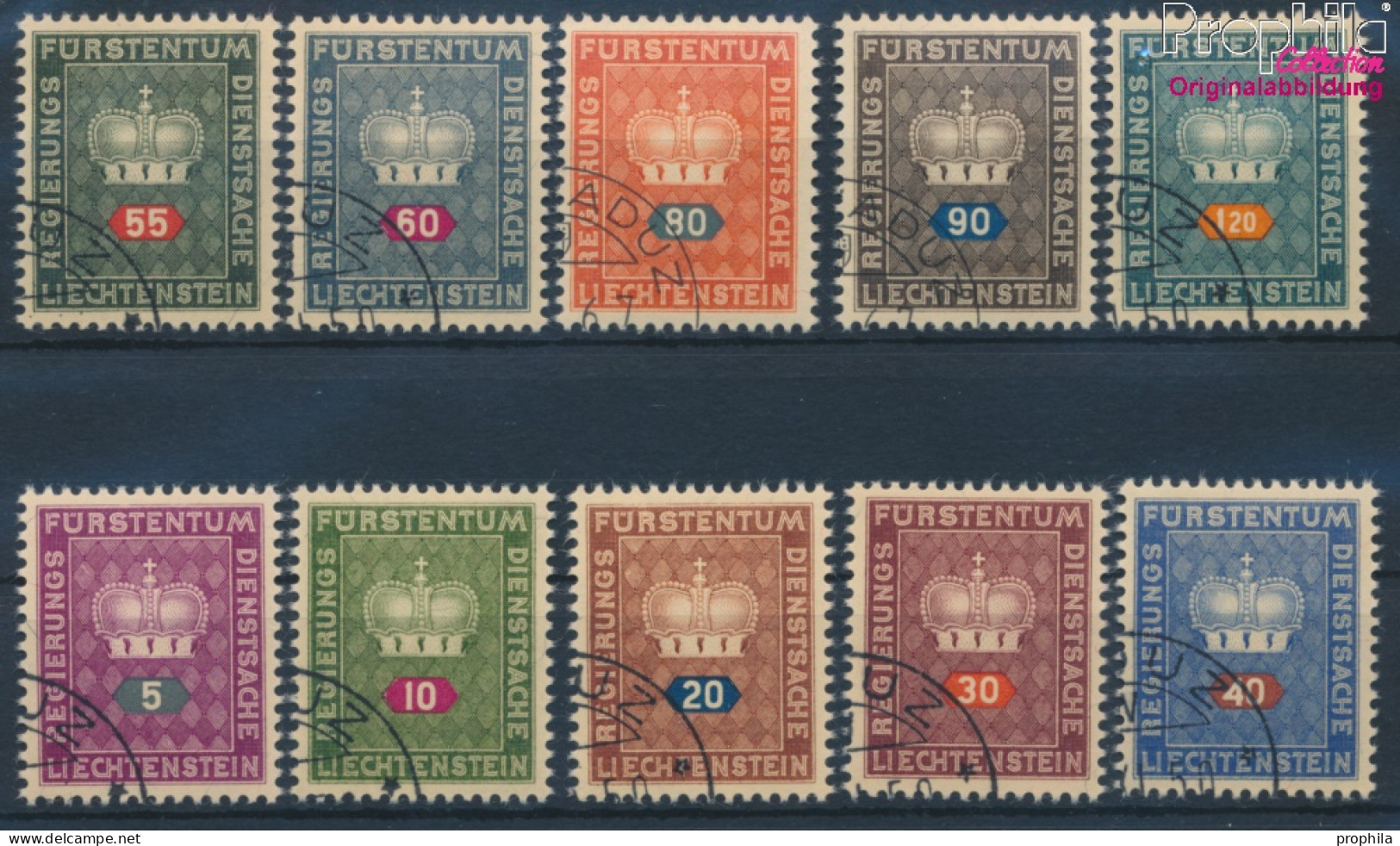 Liechtenstein D35-D44 (kompl.Ausg.) Gestempelt 1950 Dienstmarken (10374222 - Usados